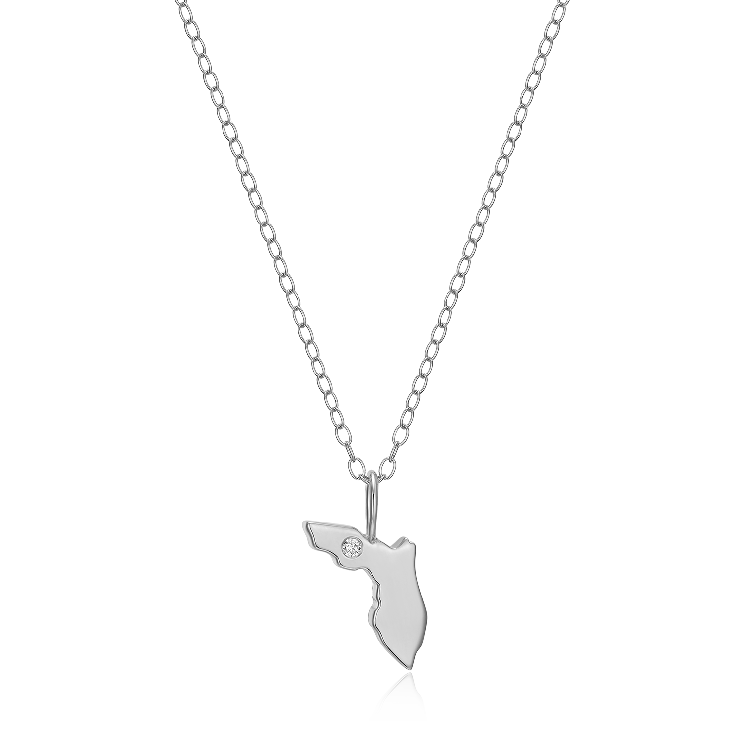 BN0208W - Florida State Lab-Created Diamond Pendant Necklace in Rhodium-Plated Sterling Silver