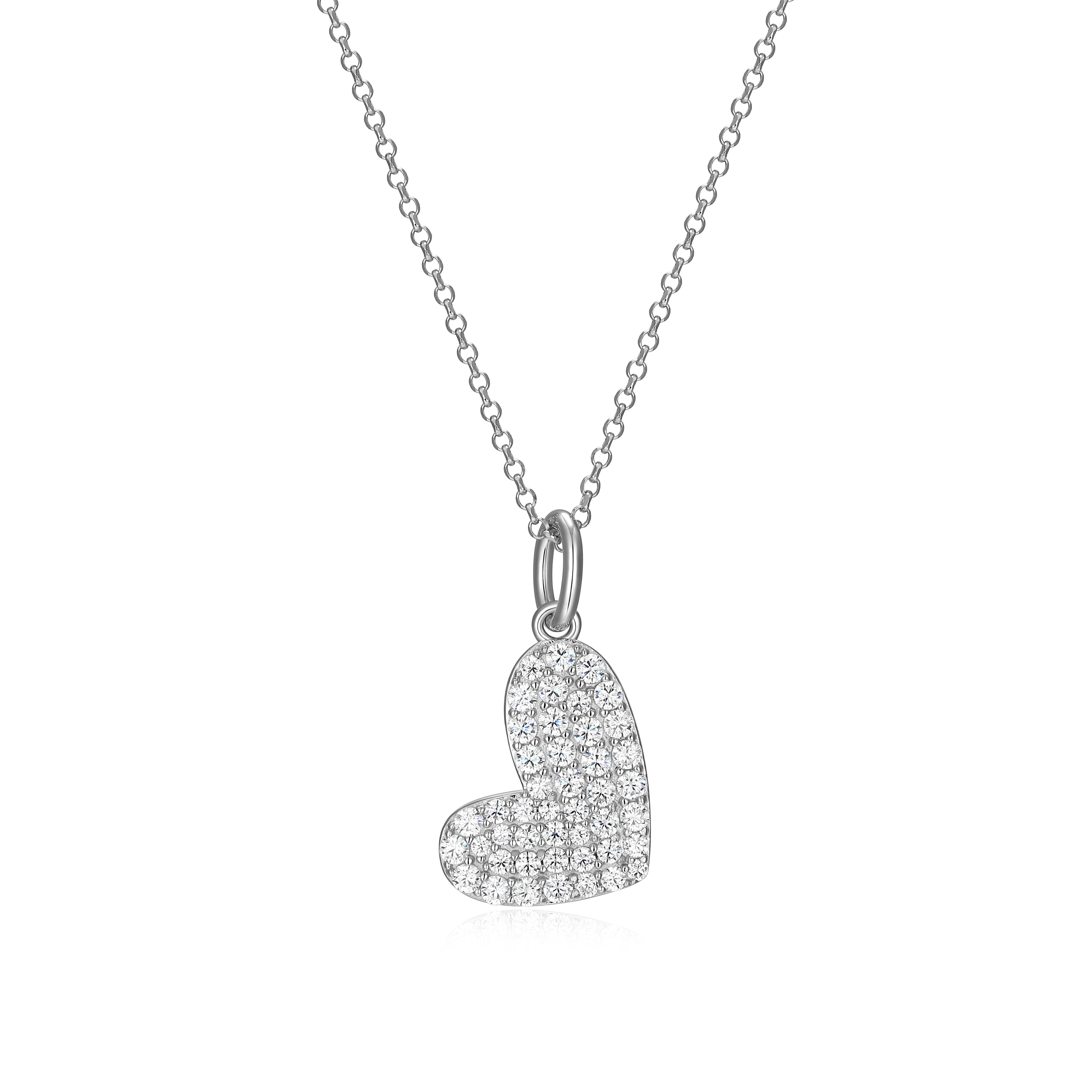 RN0197 - Radiant Pavé Heart Pendant Necklace