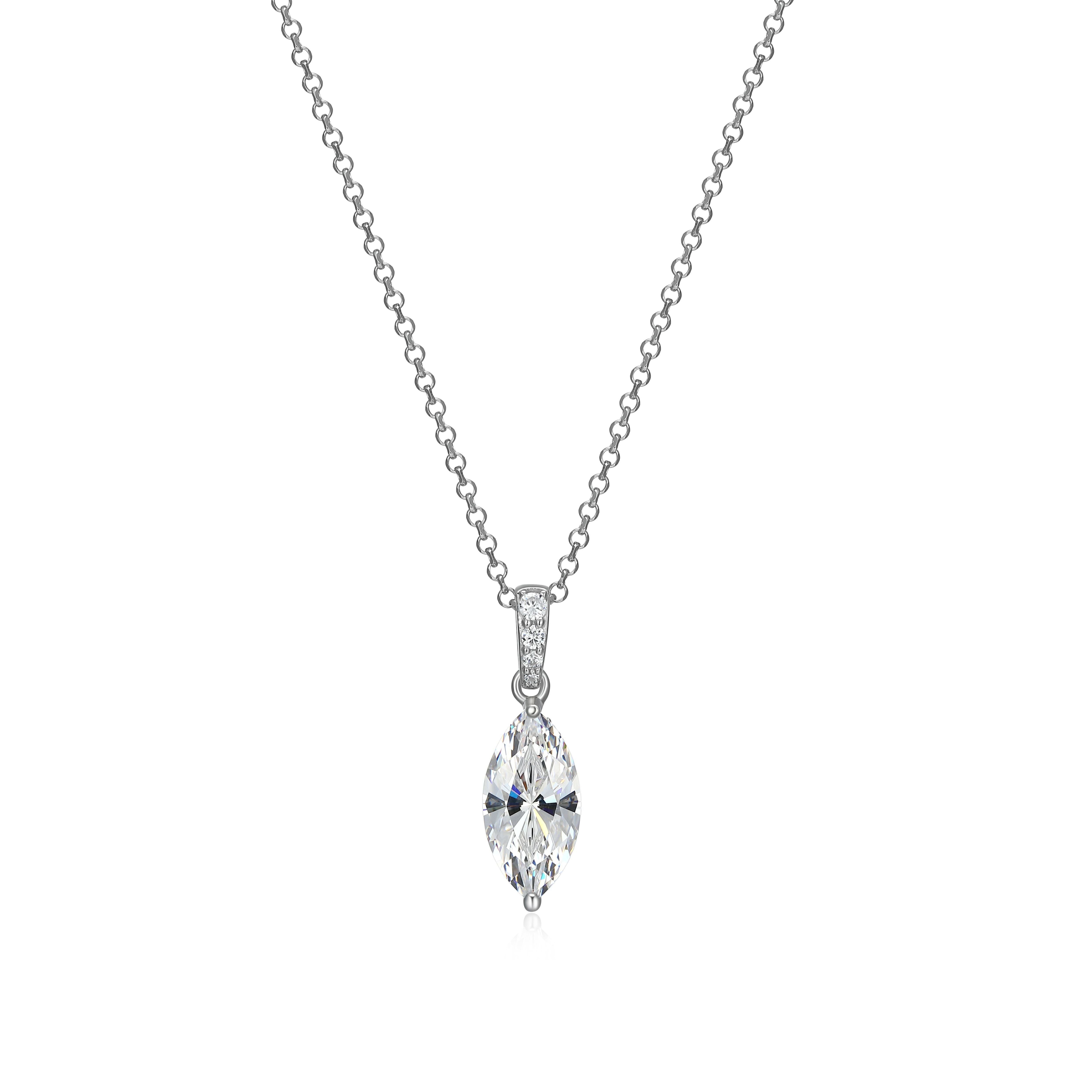 RN0216 - Marquise-Cut CZ Pendant Necklace