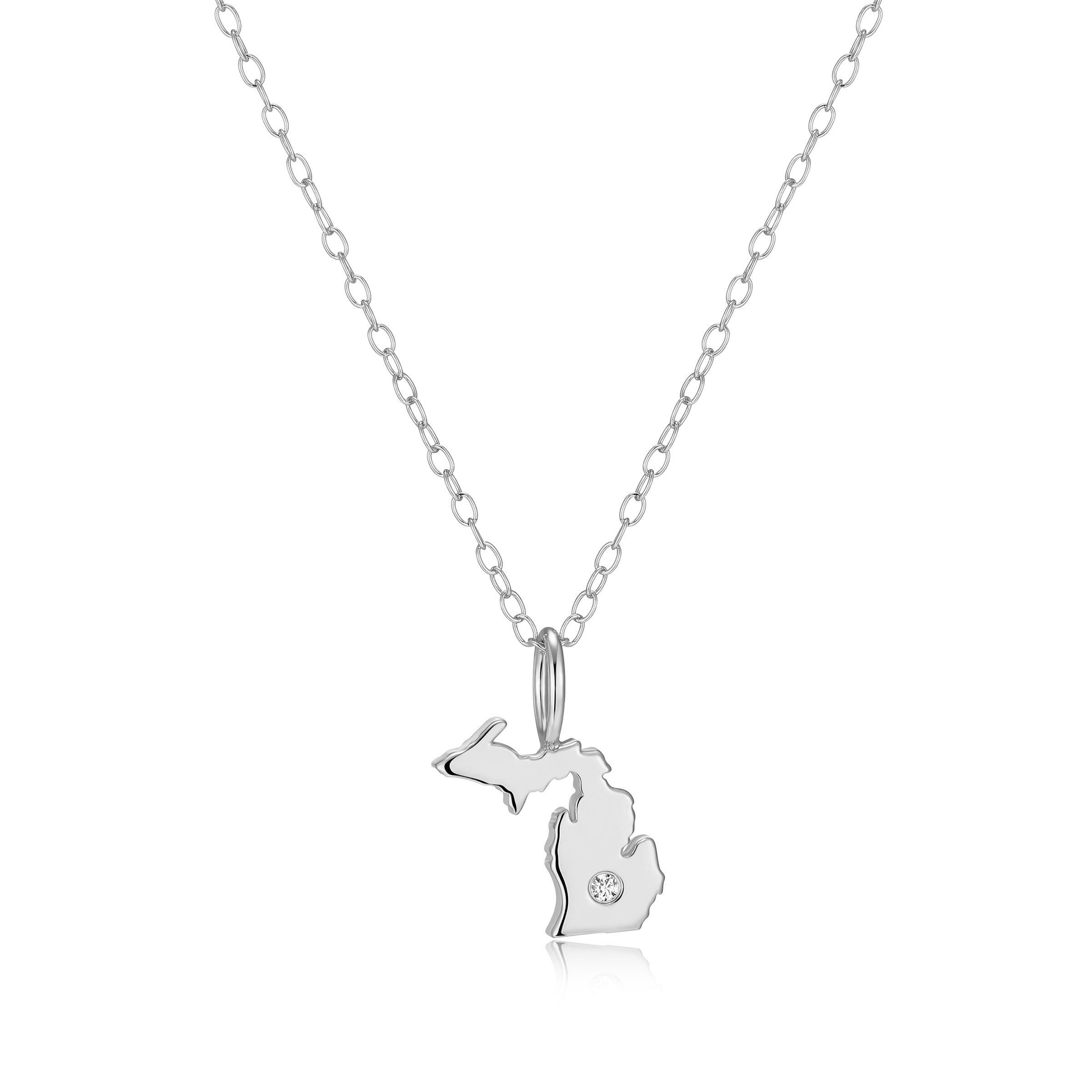 BN0280W - Michigan State Lab-Created Diamond Pendant Necklace