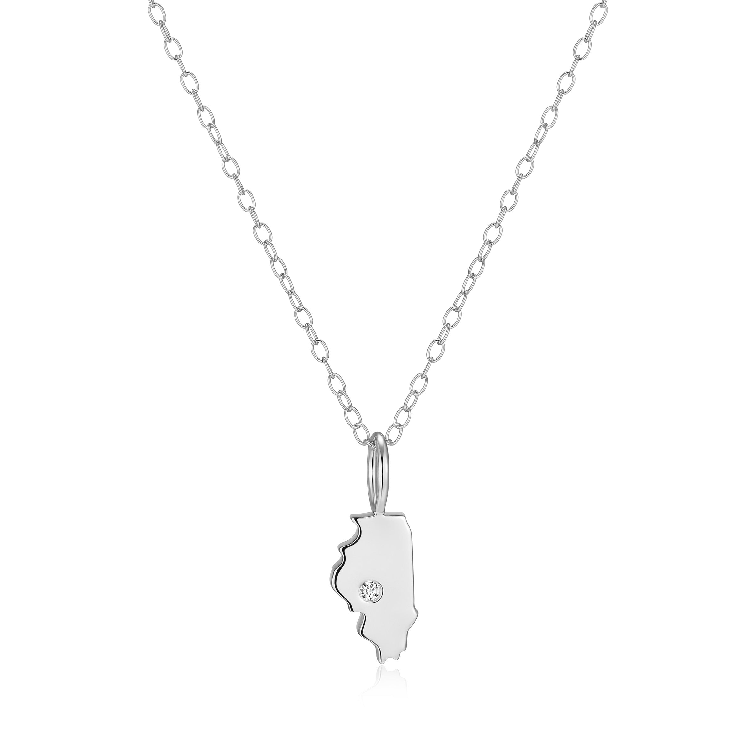 BN0283W - Illinois State Lab-Created Diamond Pendant Necklace