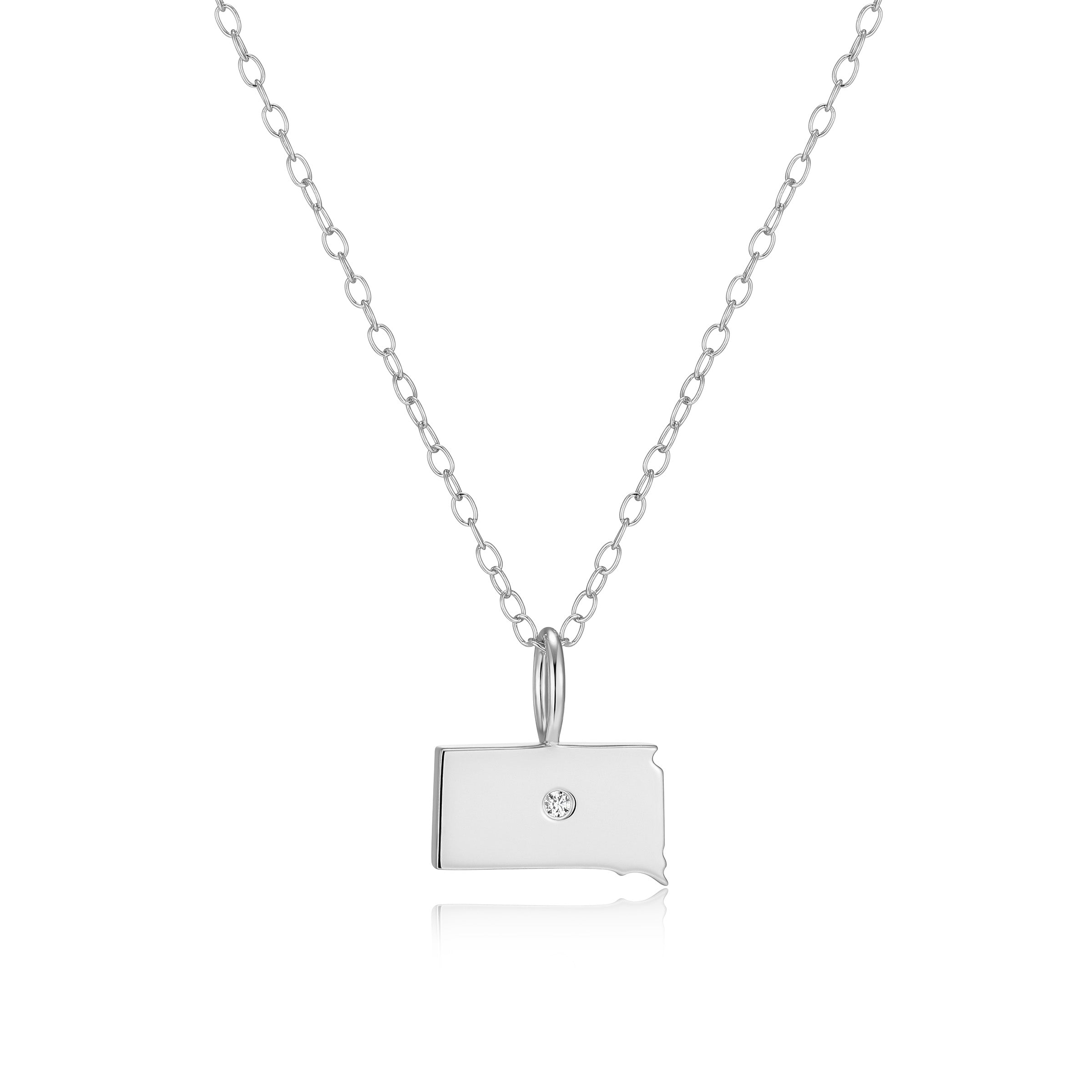 BN0284W - S. Dakota State Lab-Created Diamond Pendant Necklace