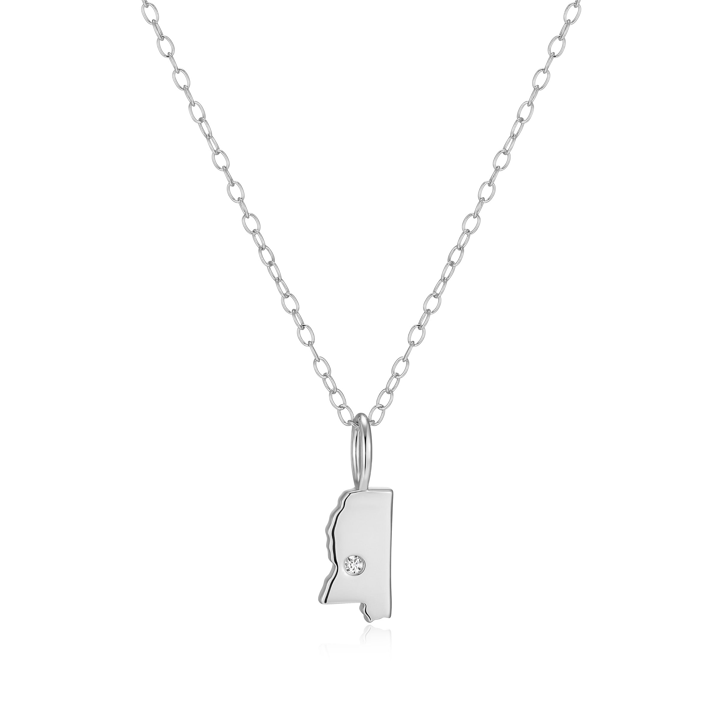BN0287W - Mississippi State Lab-Created Diamond Pendant Necklace