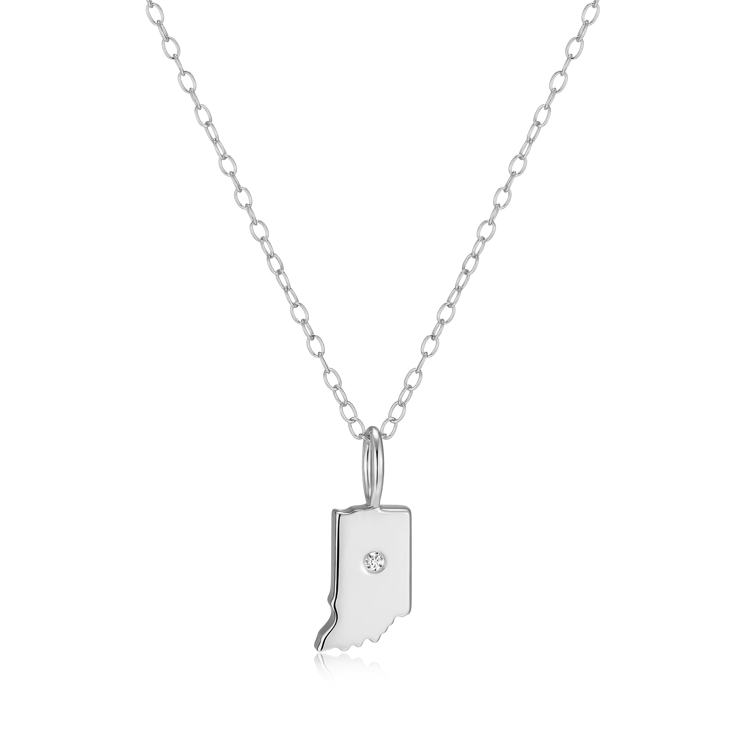 BN0288W - Indiana State Lab-Created Diamond Pendant Necklace