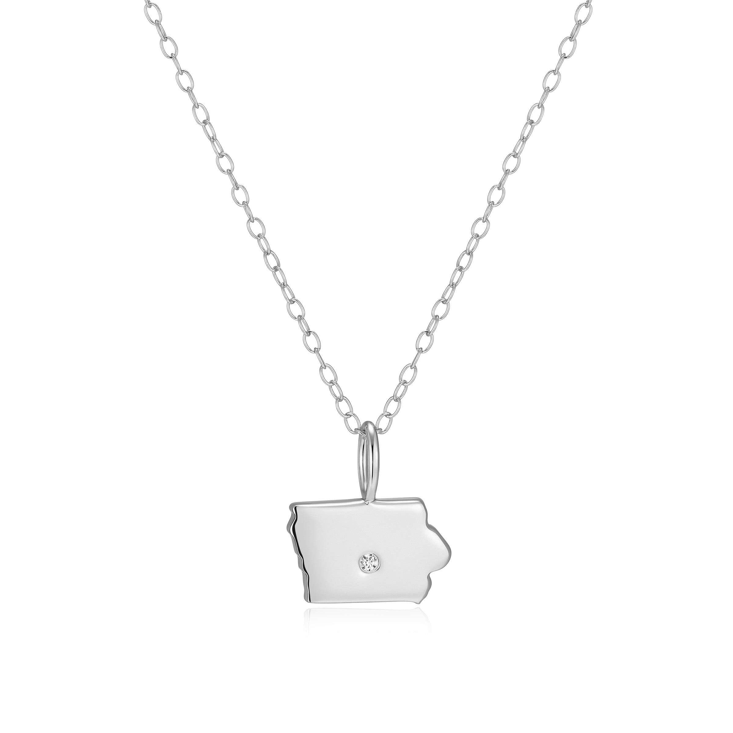 BN0289W - Iowa State Lab-Created Diamond Pendant Necklace