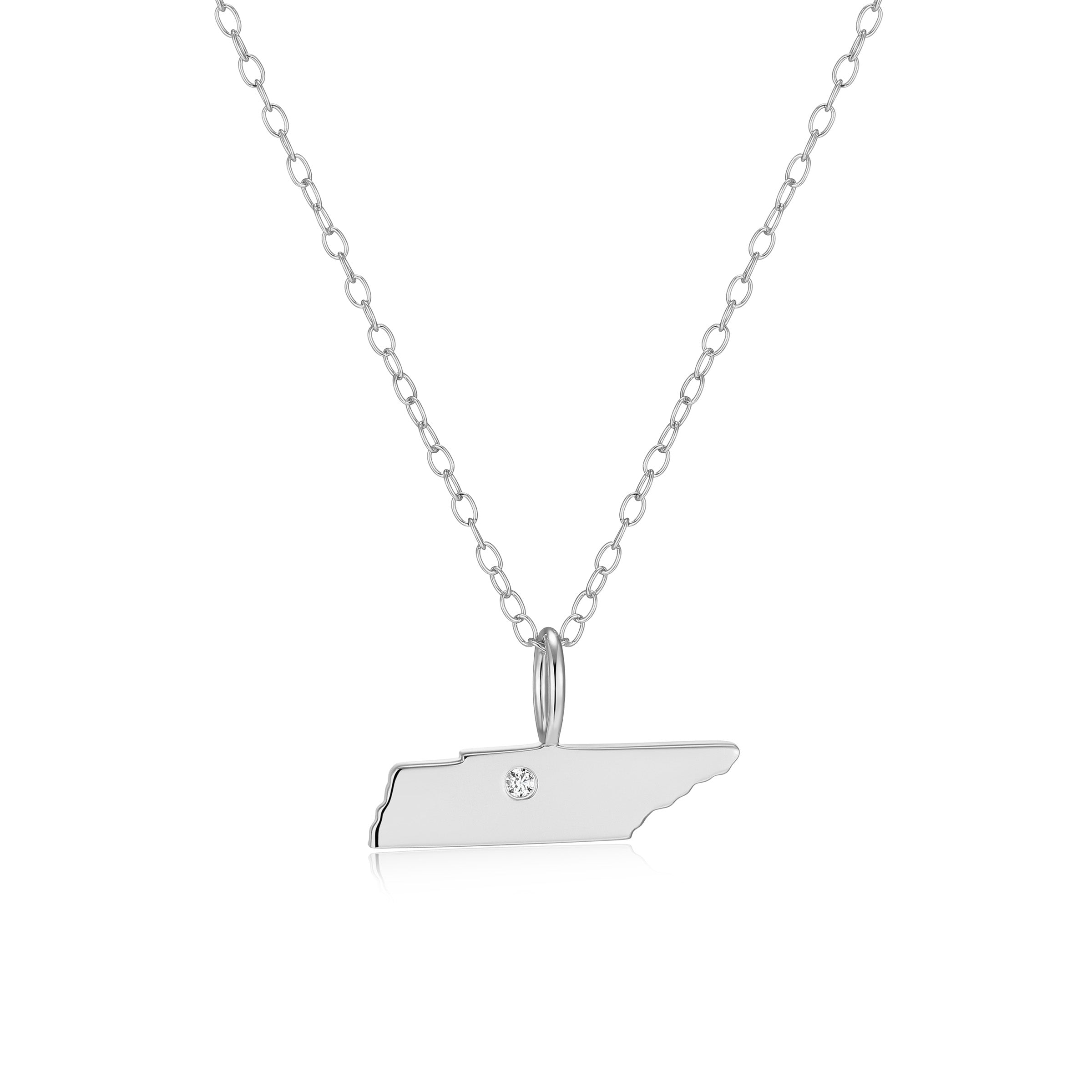 BN0293W - Tennessee State Lab-Created Diamond Pendant Necklace