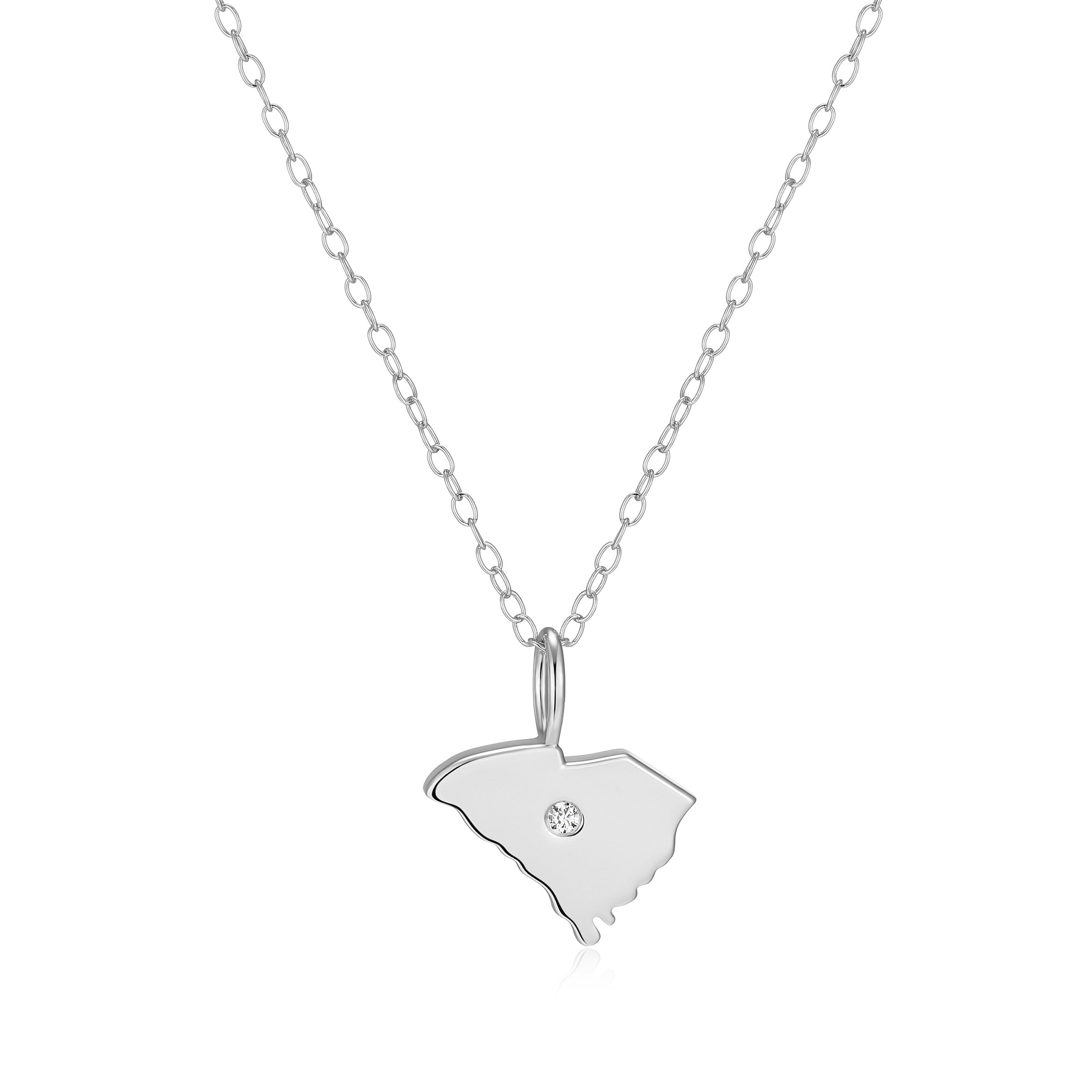 BN0295W - S. Carolina State Lab-Created Diamond Pendant Necklace