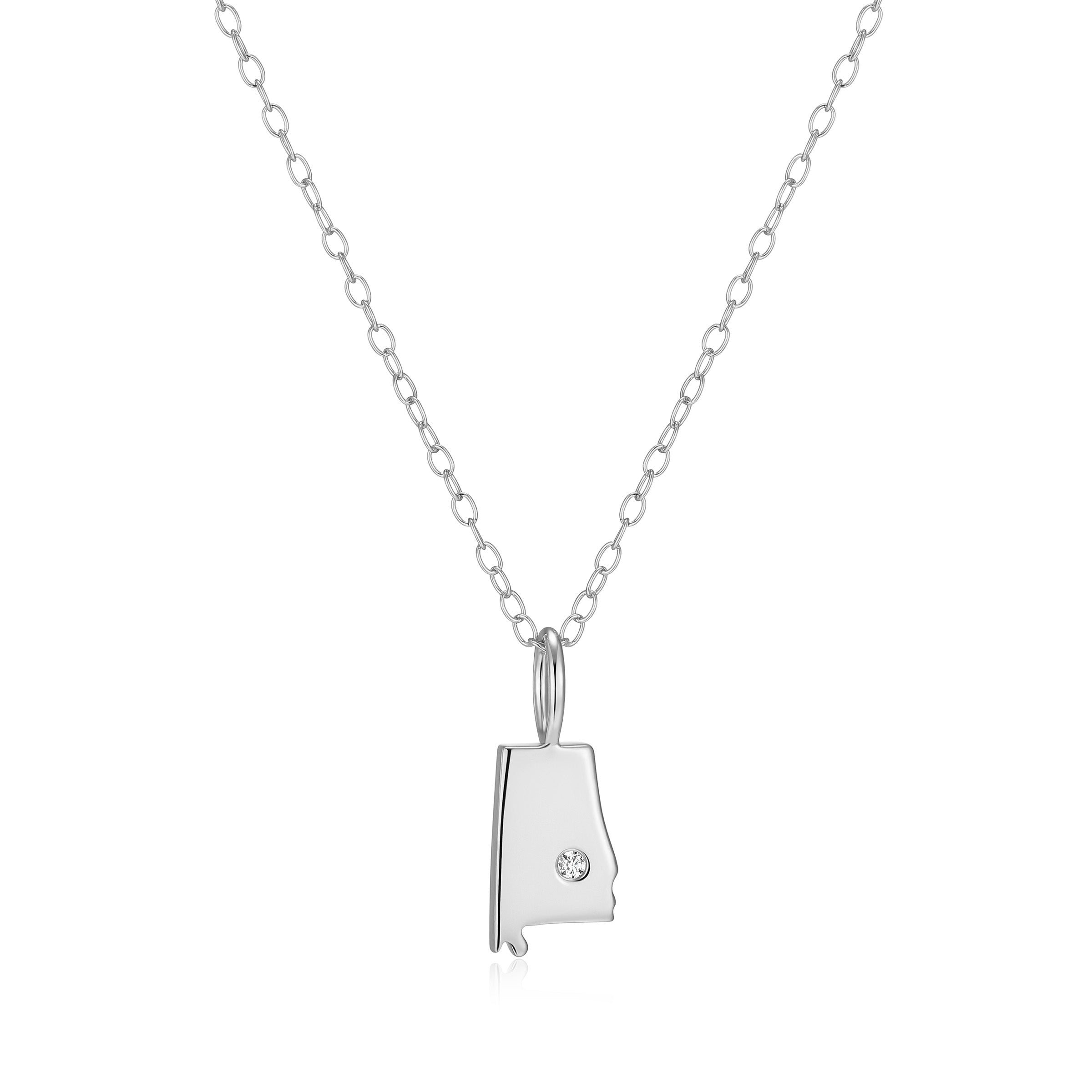 BN0297W - Alabama State Lab-Created Diamond Pendant Necklace