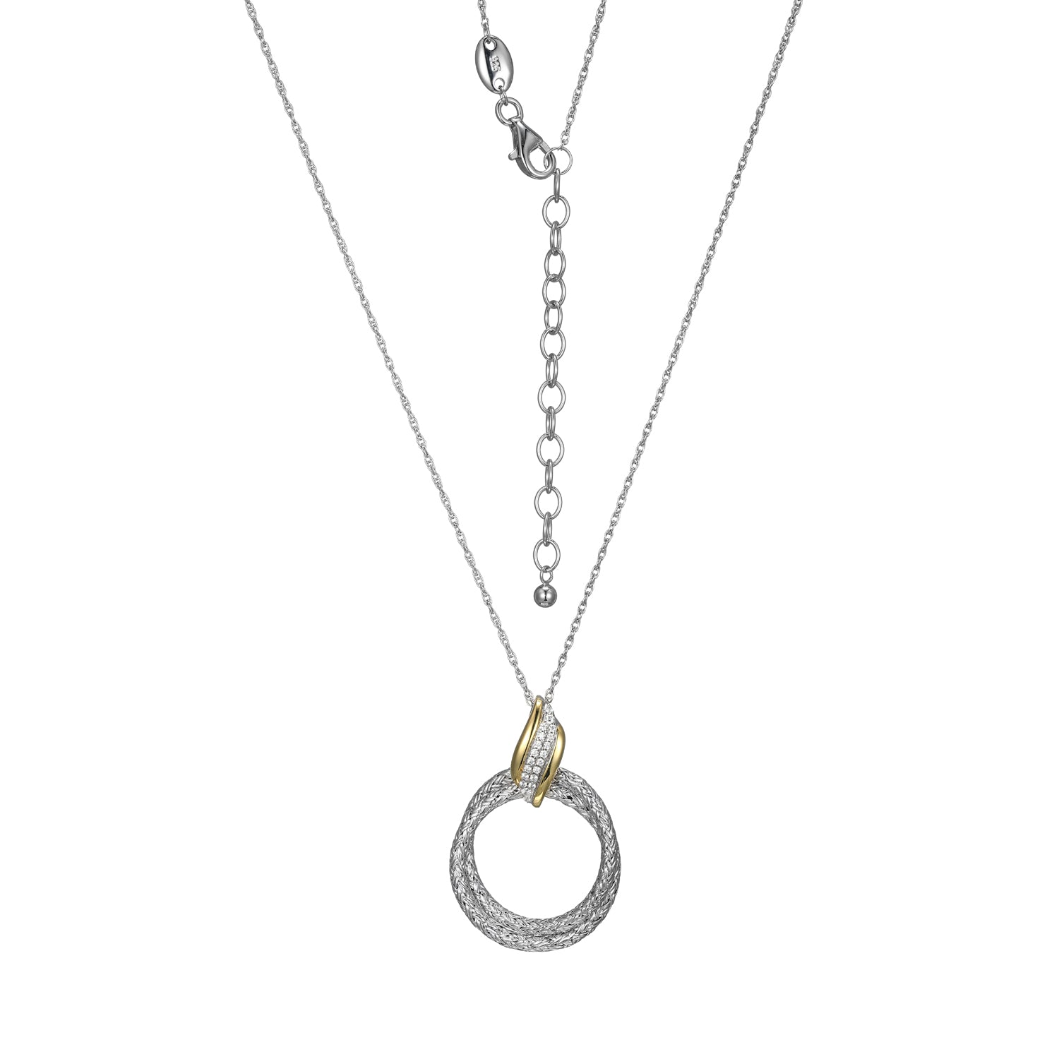 This Necklace From Charles Garnier's Flourish Collection Showcases Lab-created Cubic Zirconia Set In Sterling Silver With Rhodium And Yellow Gold Finish, Creating A Striking Contrast. The 17â€ Rope Chain With A 2â€ Extender Ensures A Perfect Fit.