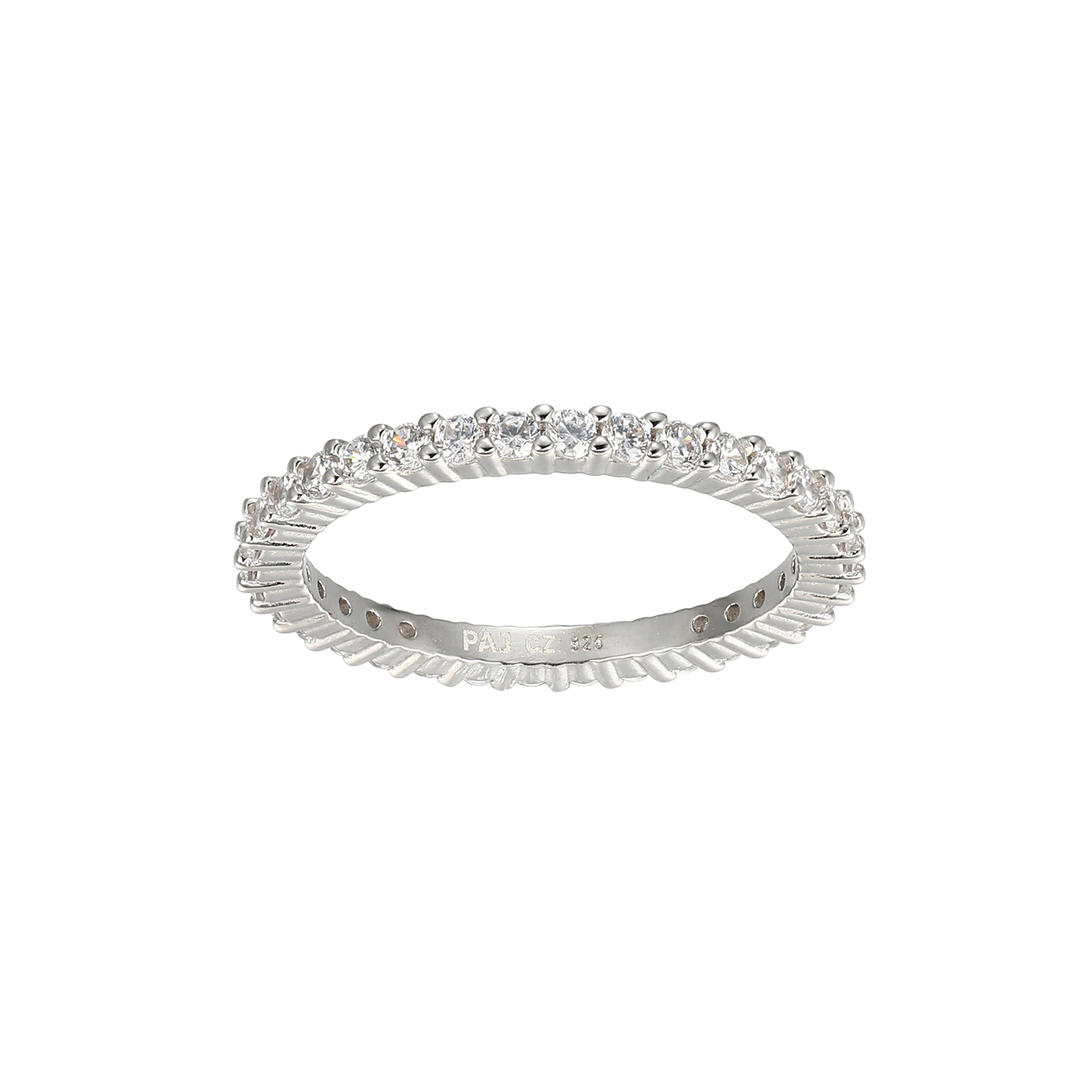 Sz 5 Reign By Paj Aaa Cz Thin Eternity Band In Sterling Silver- - Size 9