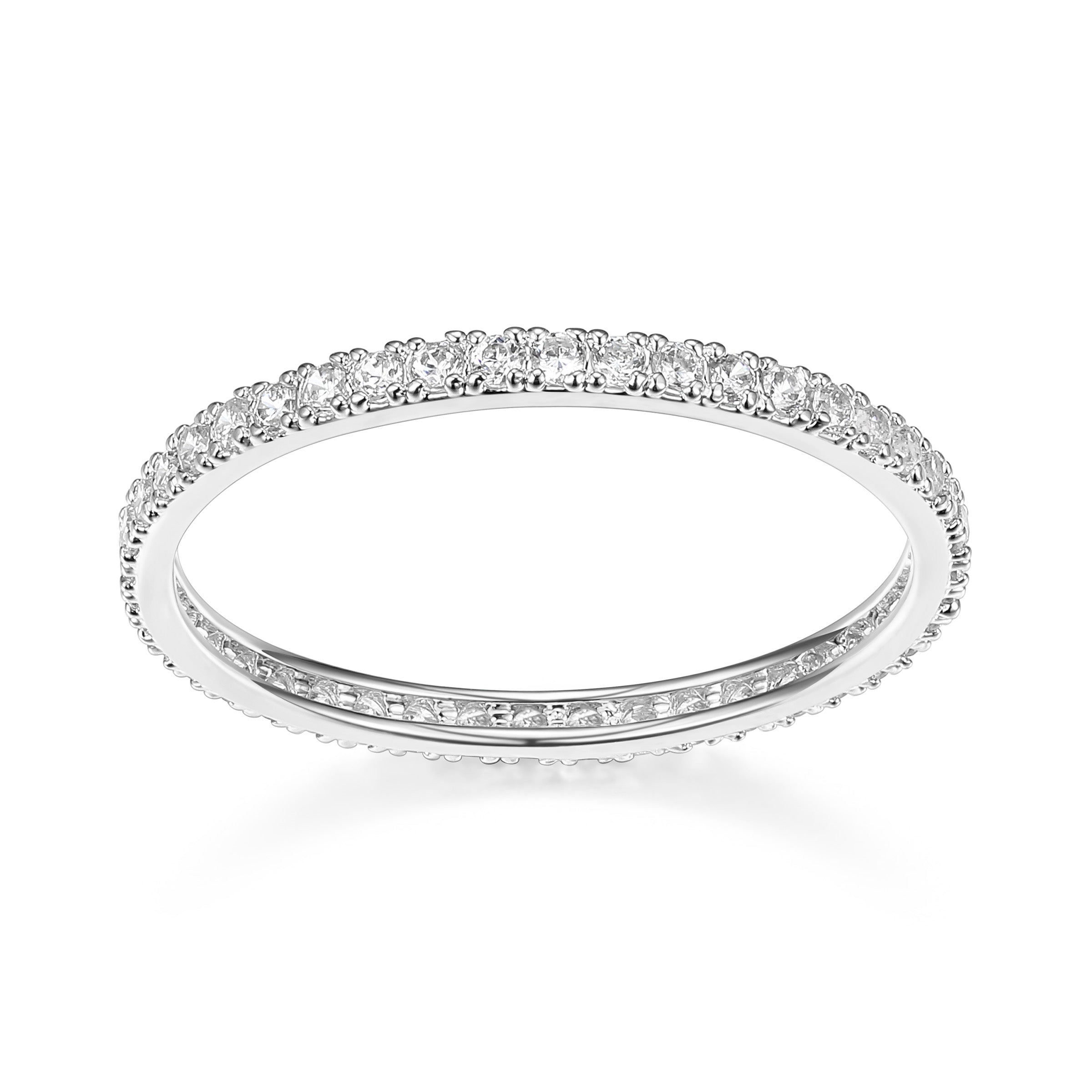 Diamondlite Cz Ultra-Slim Eternity Stacking Ring In Sterling Silver - Size 9