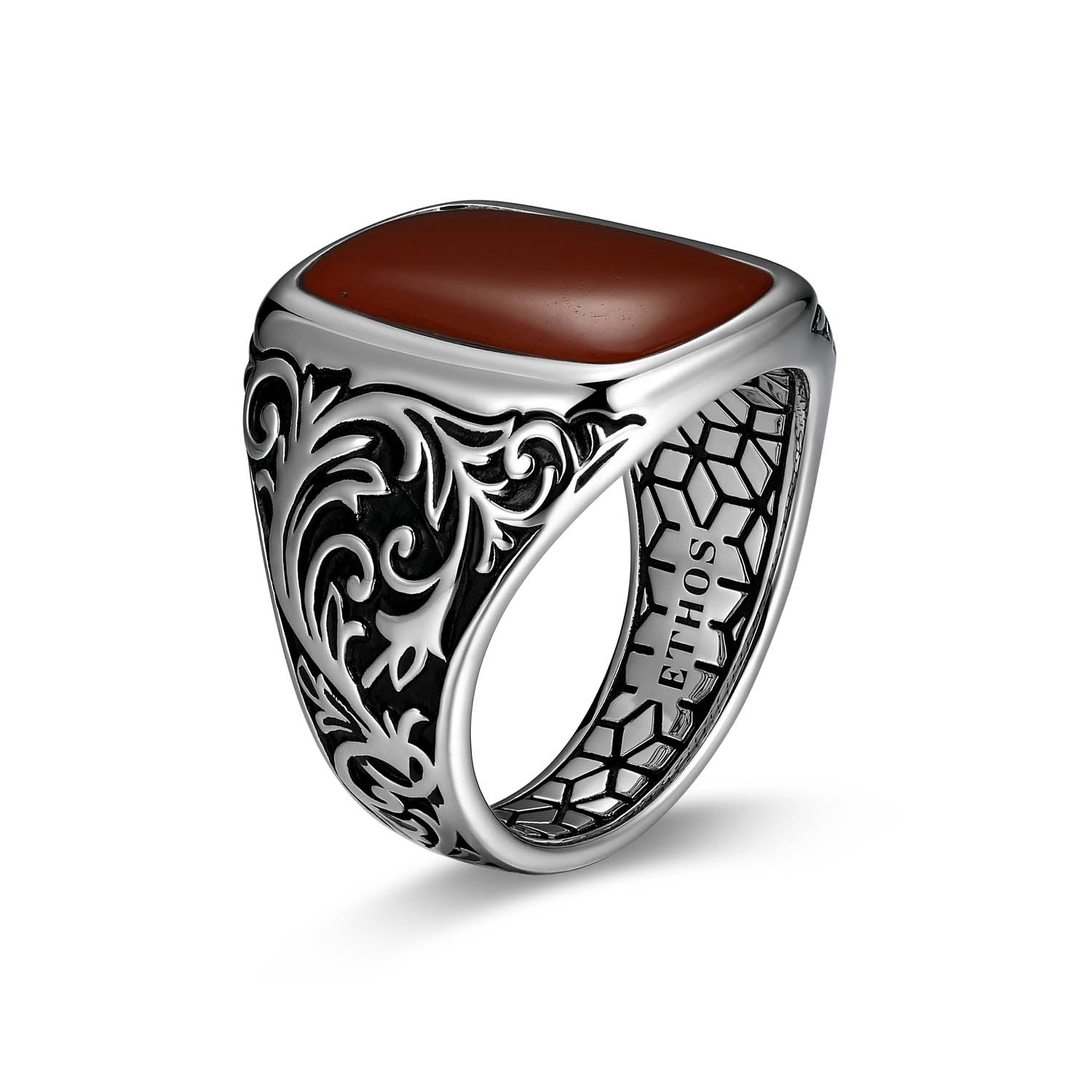 UR0070 - Crimson Rhodium Finish Sterling Silver Ring
