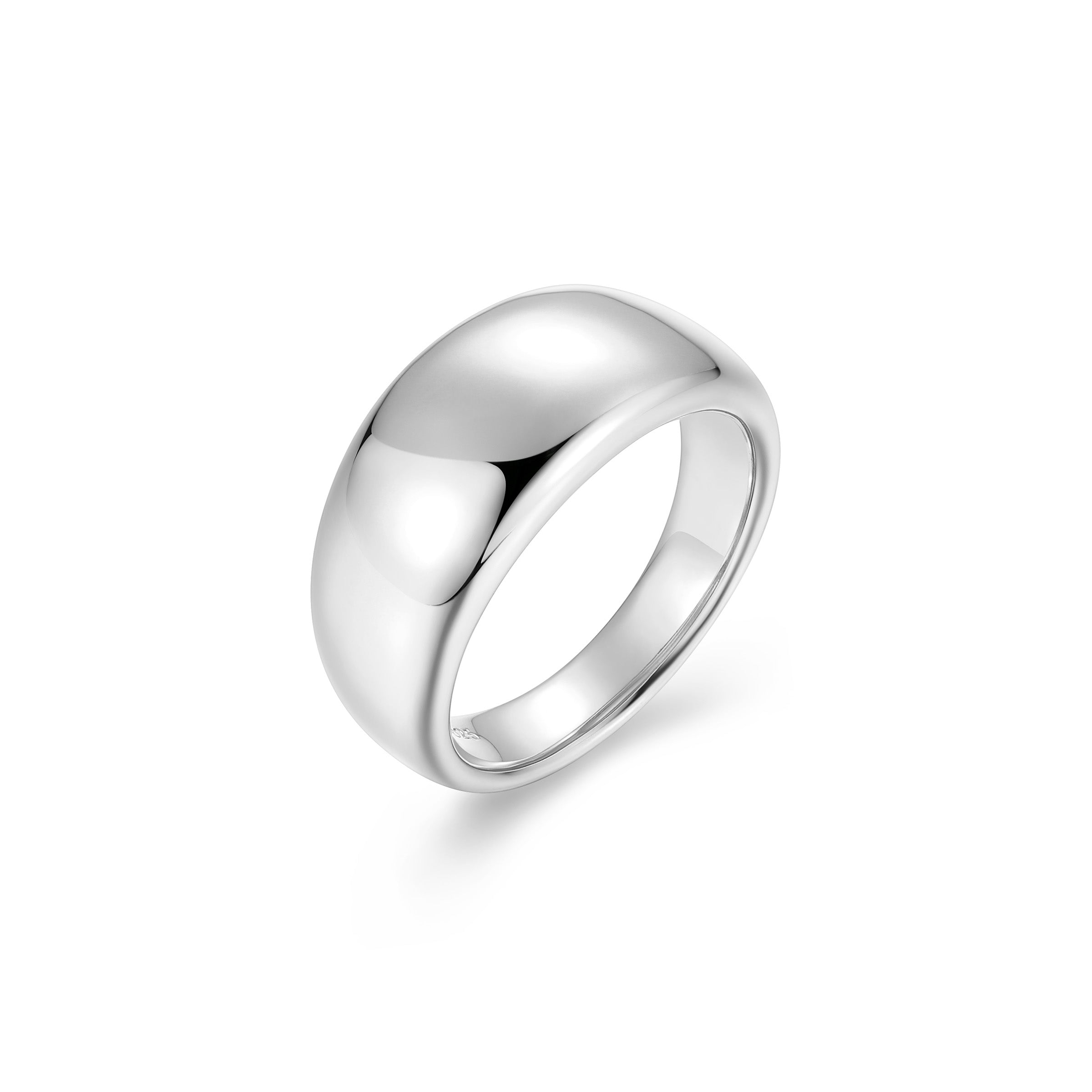 Ss Rhod Pltd Ring No Stone - Size 8