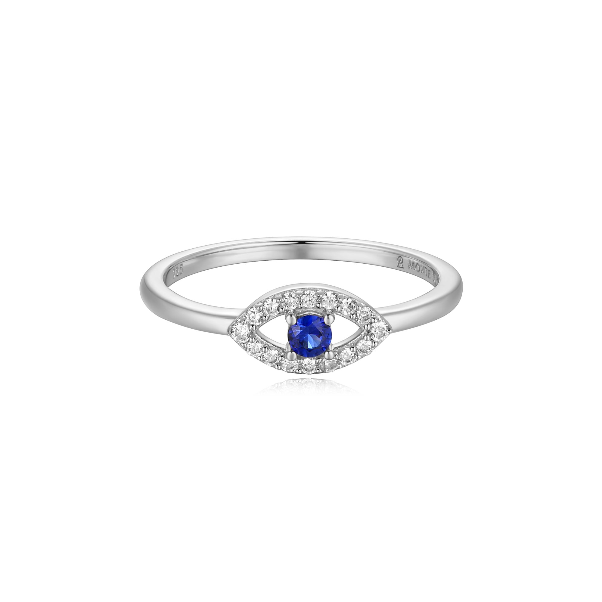 BR0028W - Evil Eye Statement Ring in Rhodium-Plated Sterling Silver - Size 8