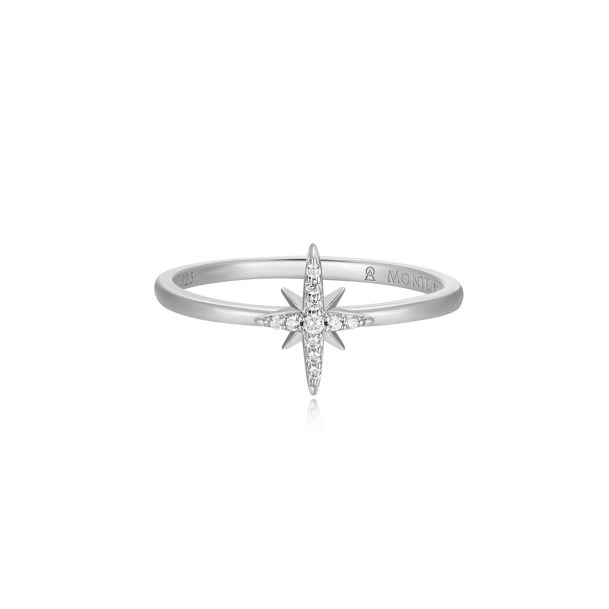 BR0027W - North Star Statement Ring in Rhodium-Plated Sterling Silver - Size 6