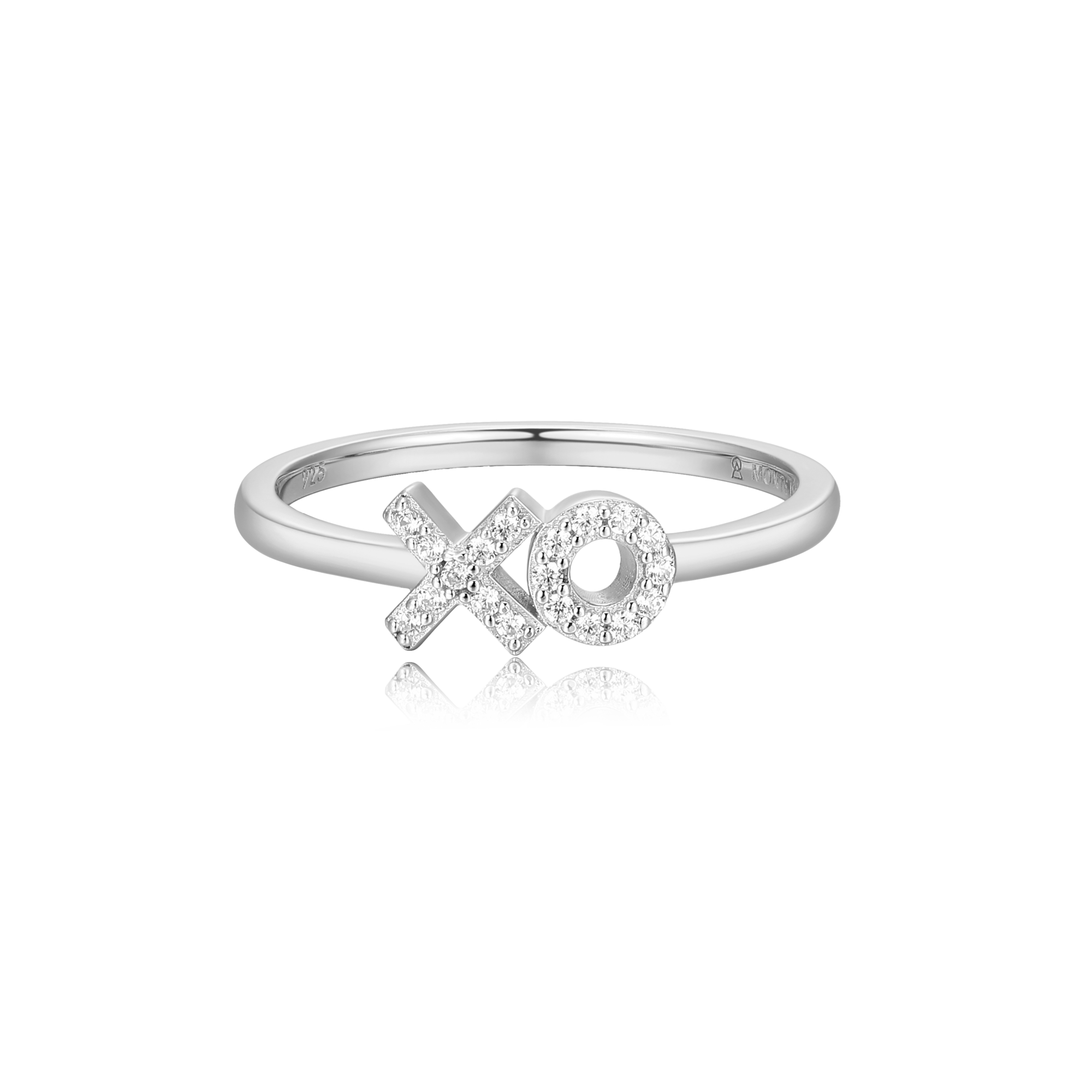 BR0005W - XO Stackable Ring in Rhodium-Plated Sterling Silver - Size 7