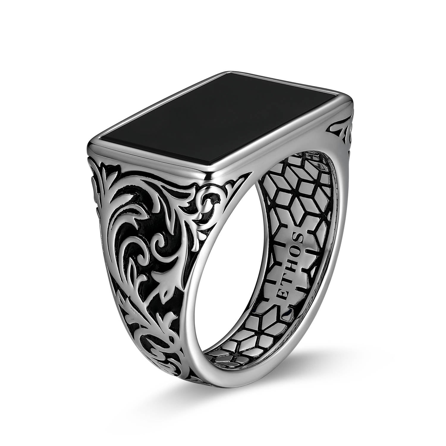UR0045 - Chisel Rhodium Finish Sterling Silver Ring