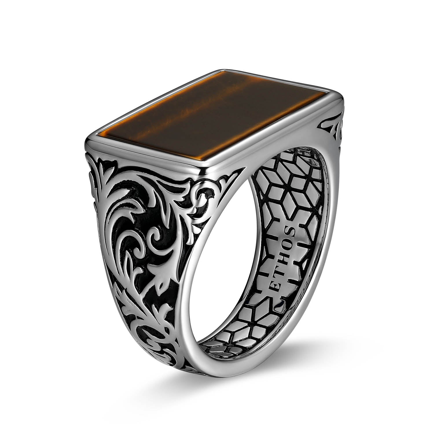 UR0047 - Chisel Rhodium Finish Sterling Silver Ring