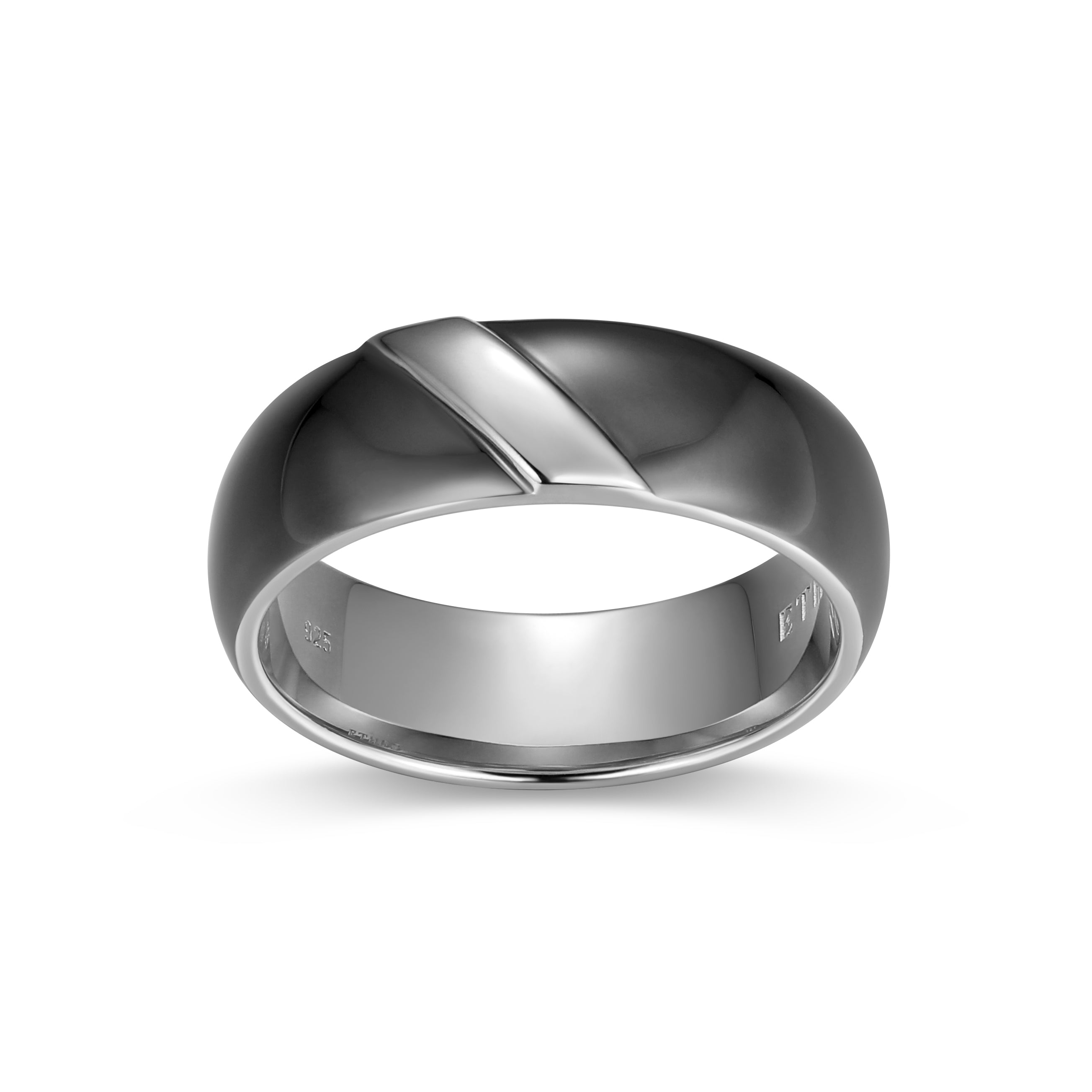 UR0088 - Eclipse Two - Tone Eternity Band Ring in Gunmetal & Rhodium - Plated Sterling Silver