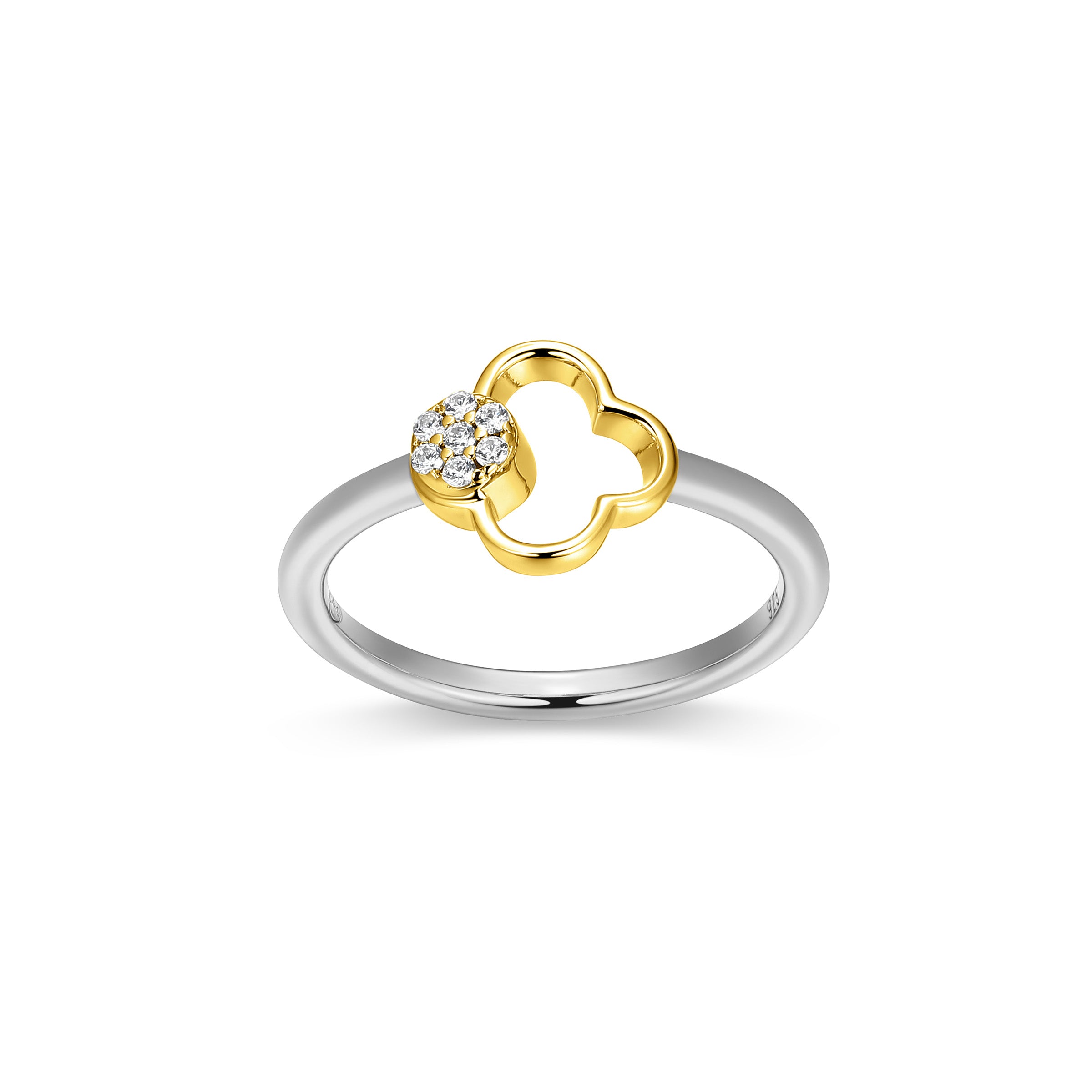 CR0200 - Two-Tone Clover Ring - Size 6