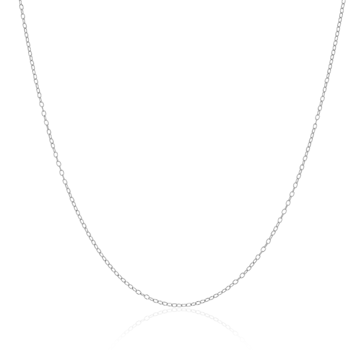 BN0244W - 20+2" Cable Chain in Rhodium-Plated Sterling Silver