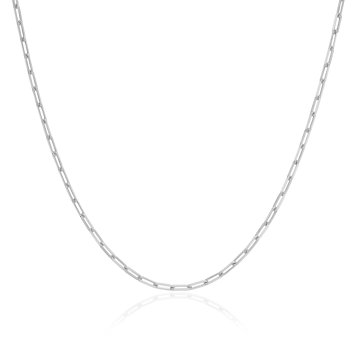 BN0245W - 14+2" Mini Paperclip Chain in Rhodium-Plated Sterling Silver