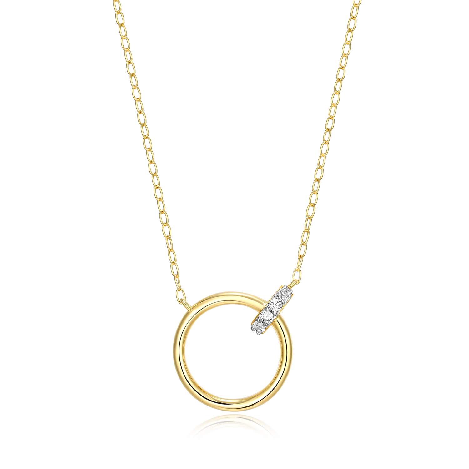 BN0189Y - Open Circle Link Lab-Created Diamond Necklace in 14K Gold & Rhodium-Plated Sterling Silver