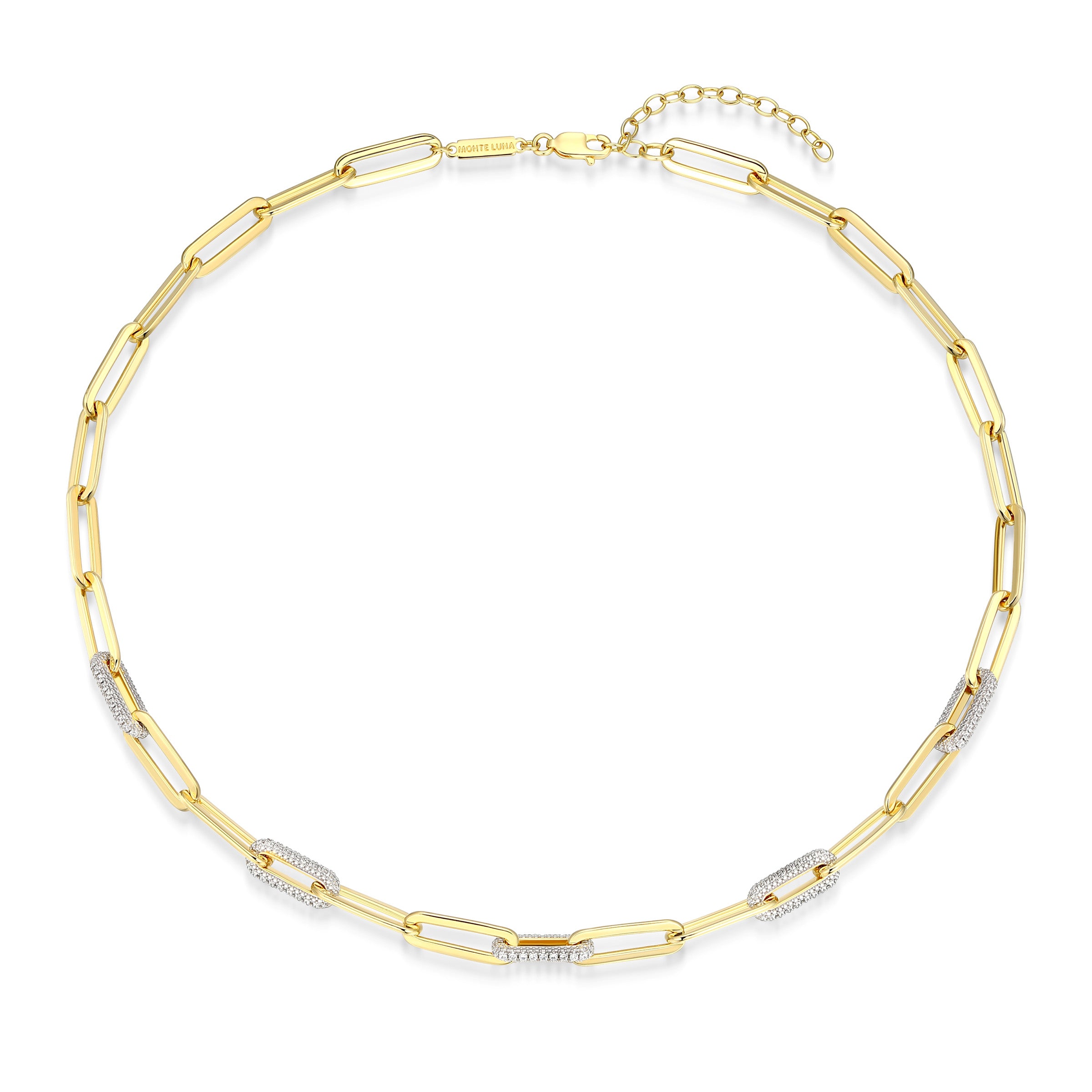 MN0119 - Paperclip Pave Chain Lab-Created Diamond Necklace