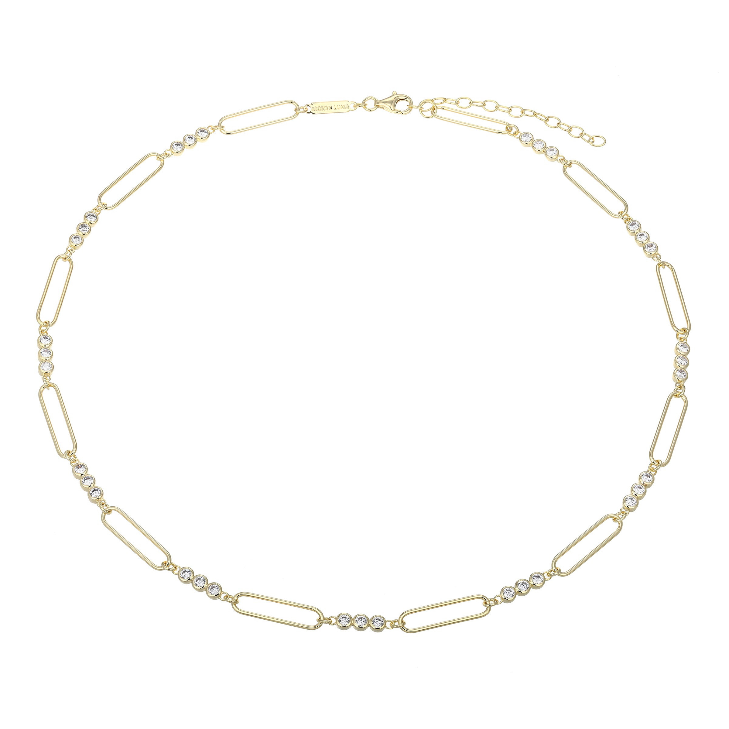 MN0120 - Bezel Paperclip Lab-Created Diamond Necklace