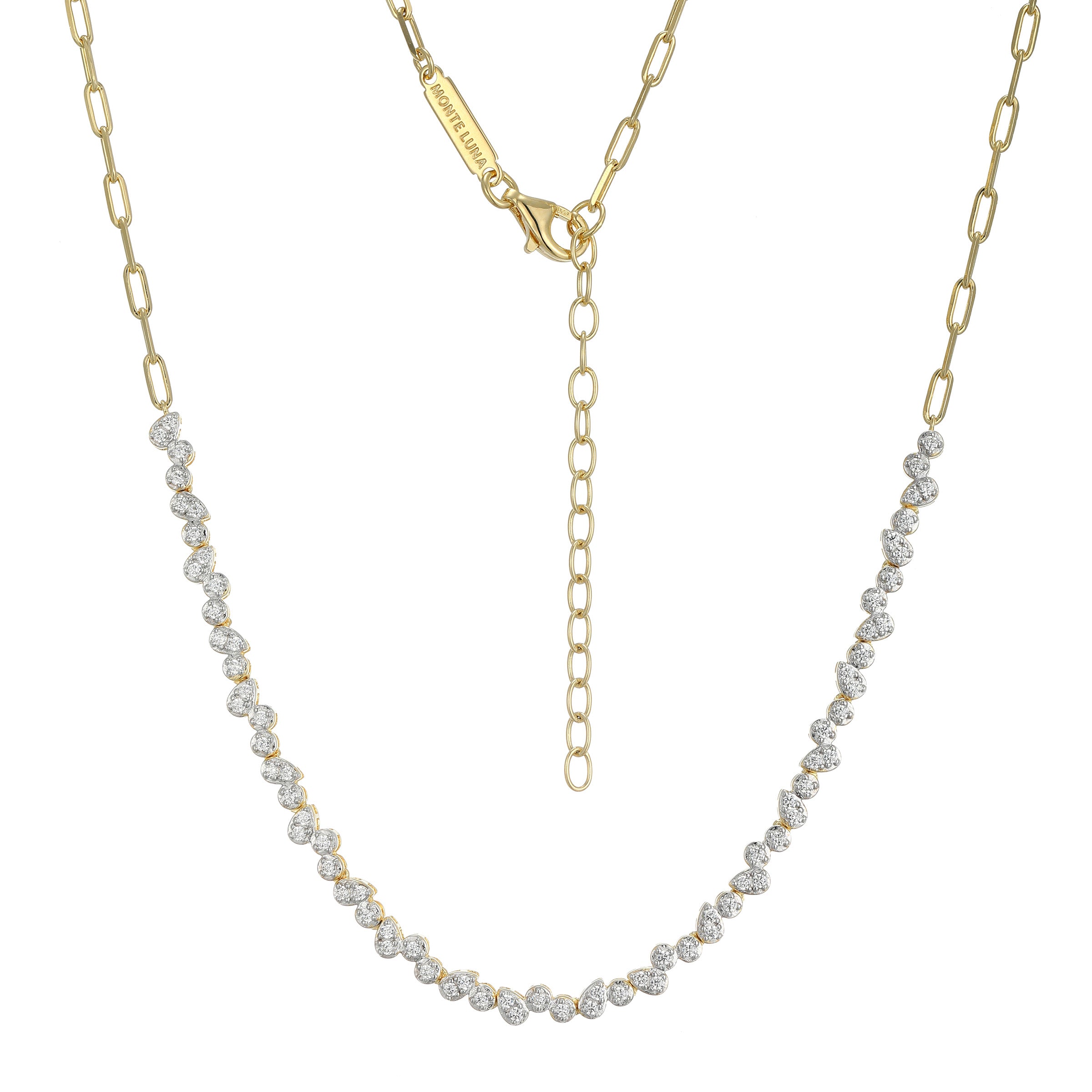 MN0122 - Pear/Round Lab-Created Diamond Paperclip Necklace