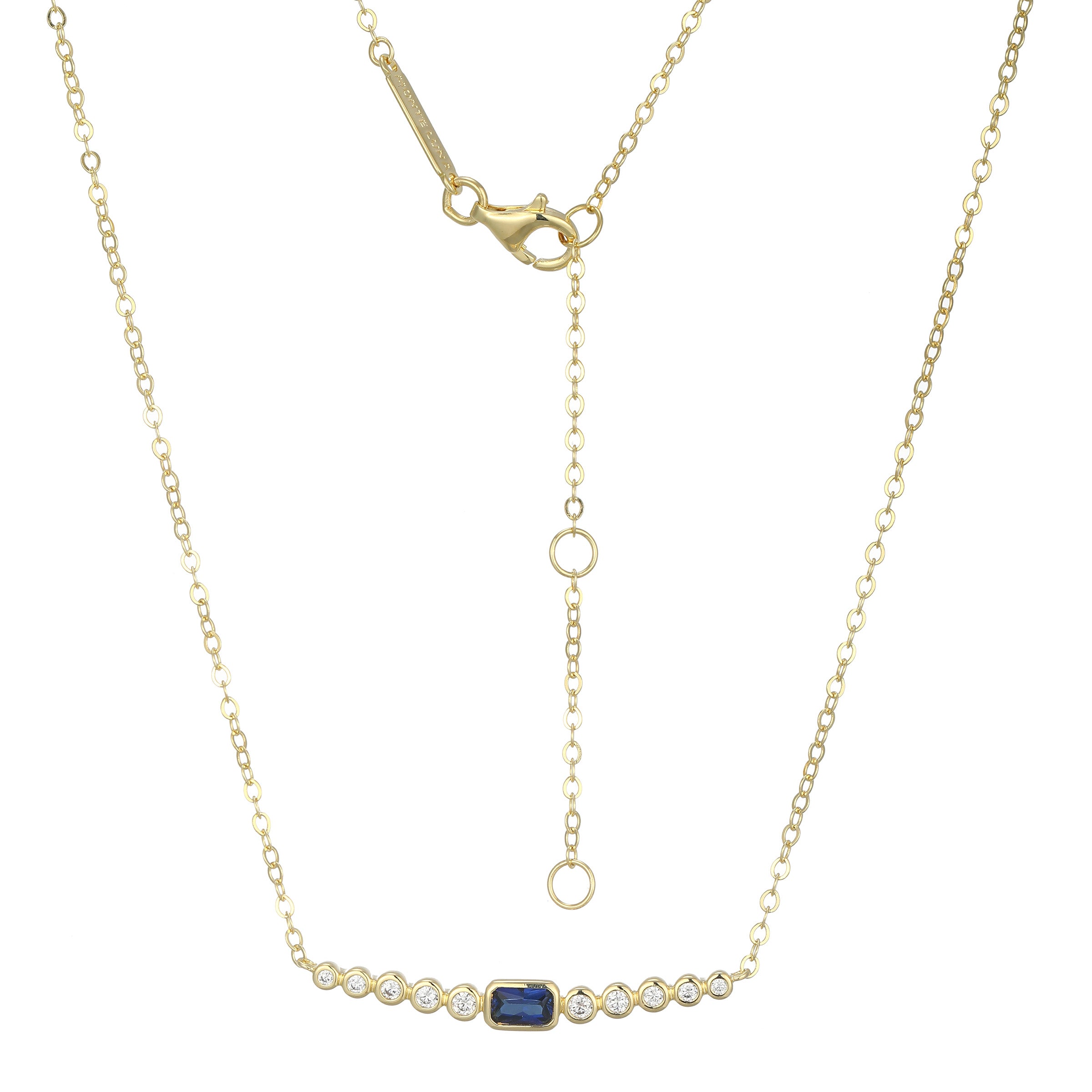 BN0252Y - Lab-Created Blue Sapphire & Lab-Created Diamond Bar Necklace