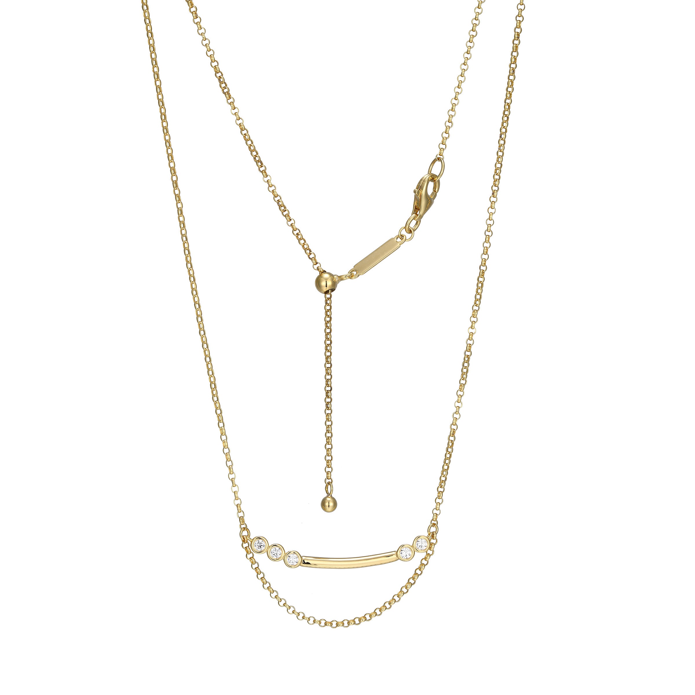 BN0254Y - Lab-Created Diamond Bar Bolo Necklace