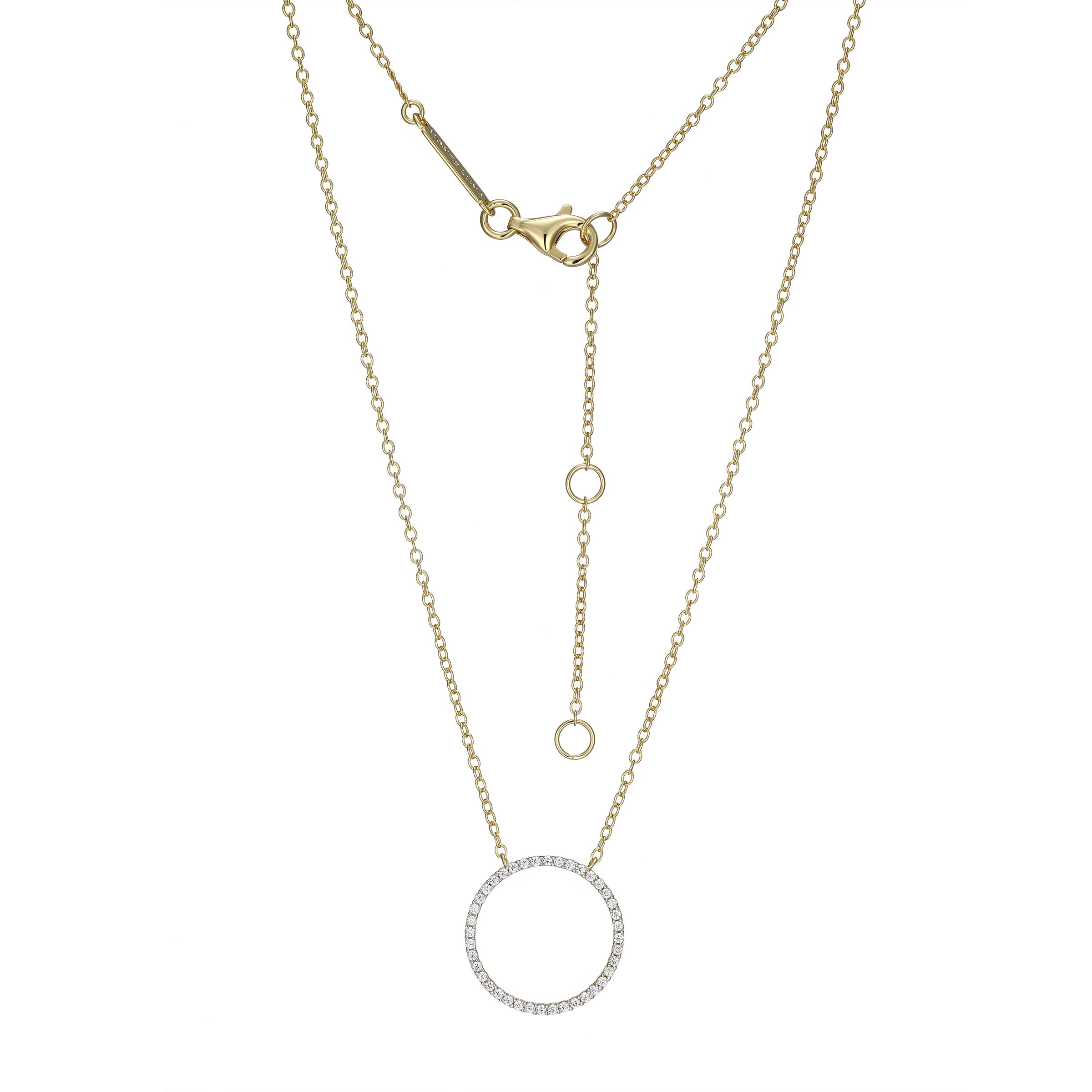 BN0275Y - Open Circle Lab-Created Diamond Bolo Necklace
