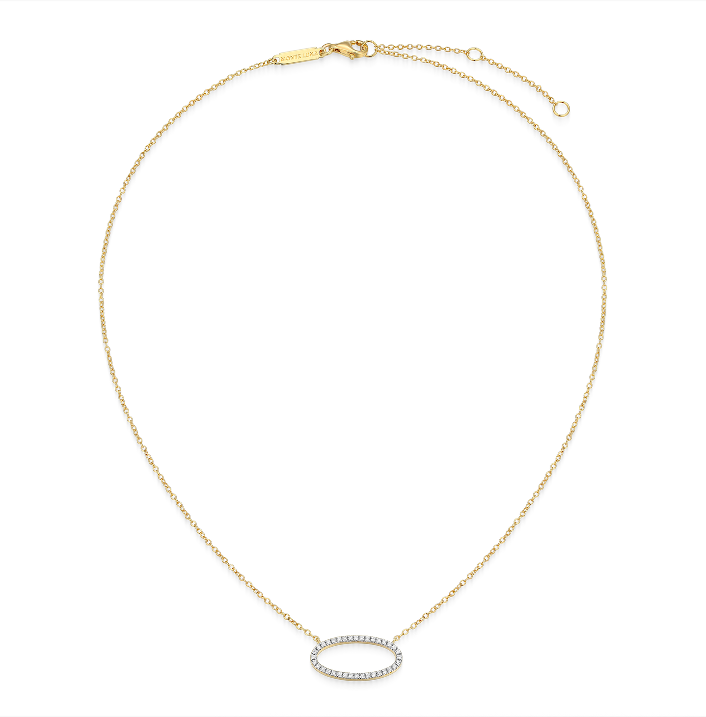 BN0276Y - Open Oval Lab-Created Diamond Necklace