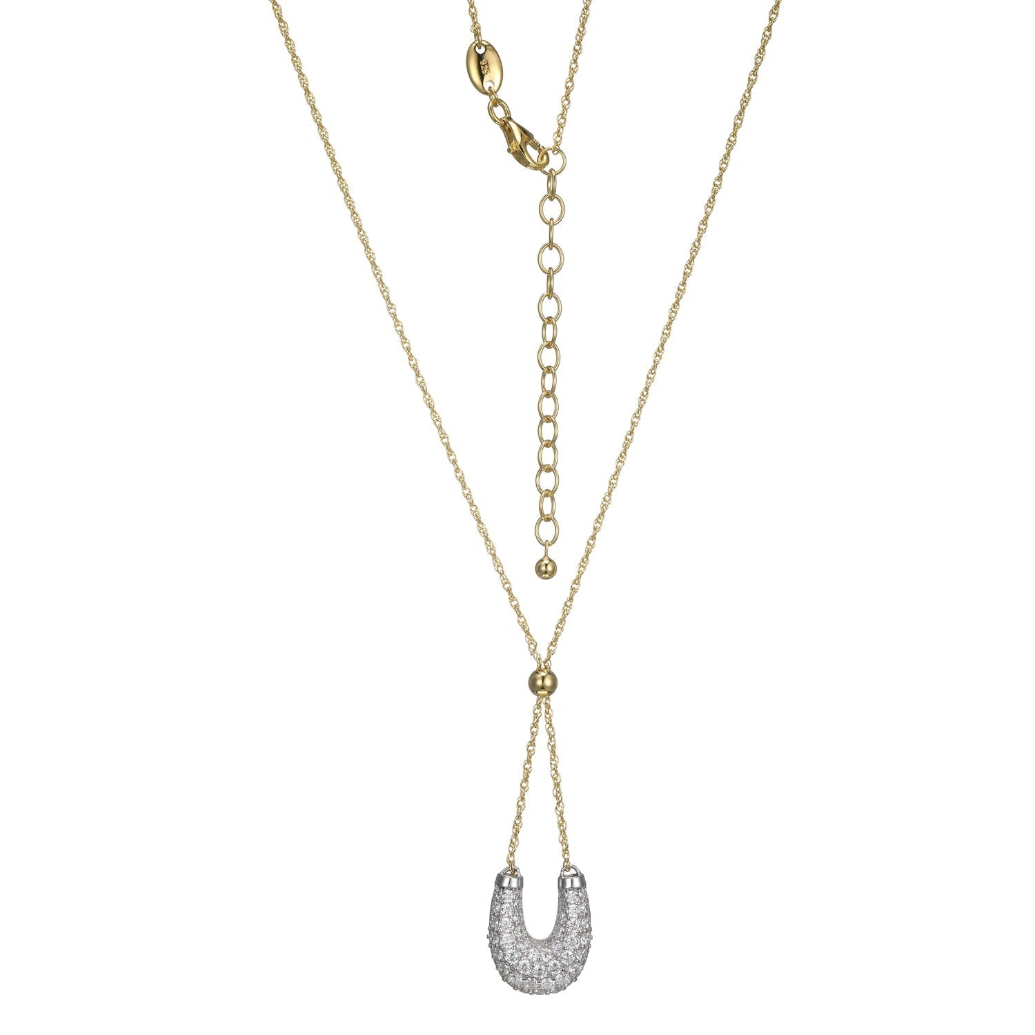This Necklace From Charles Garnier's Serena Collection Features A Stunning Design With Cubic Zirconia Set In Sterling Silver With Rhodium And Yellow Gold Finish. The 17â€ Rope Chain With A 2â€ Extender Adds Versatility And Elegance.
