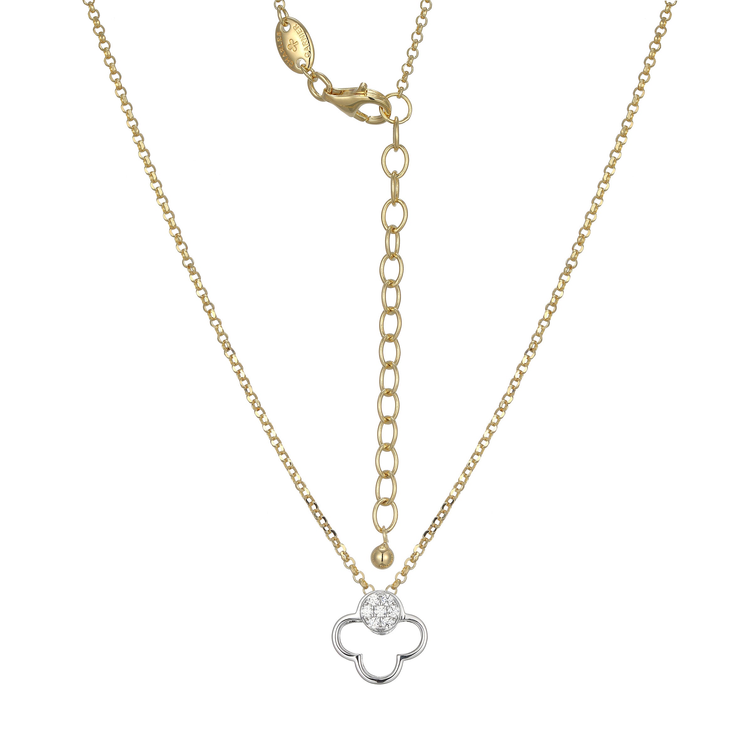 CN0202 - Two-Tone Clover Pendant Necklace