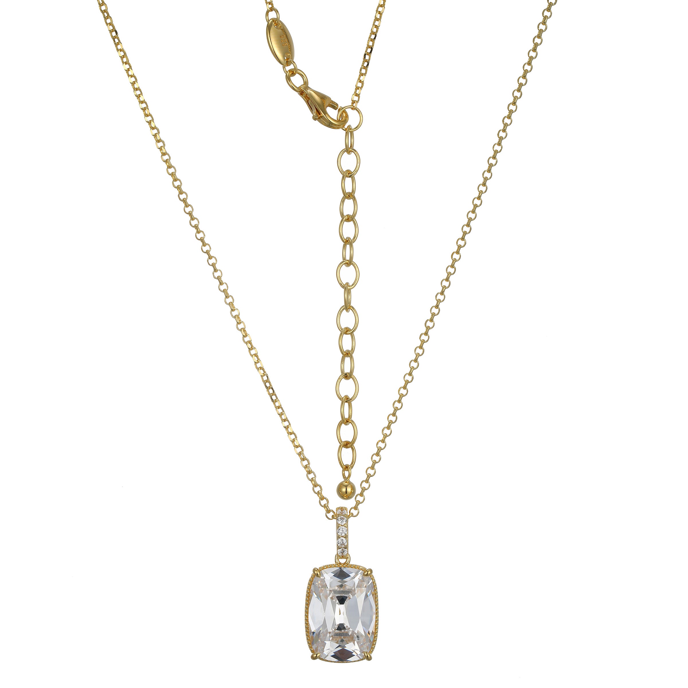 CN0199 - Elongated Old Mine Cushion-Cut Pendant Necklace