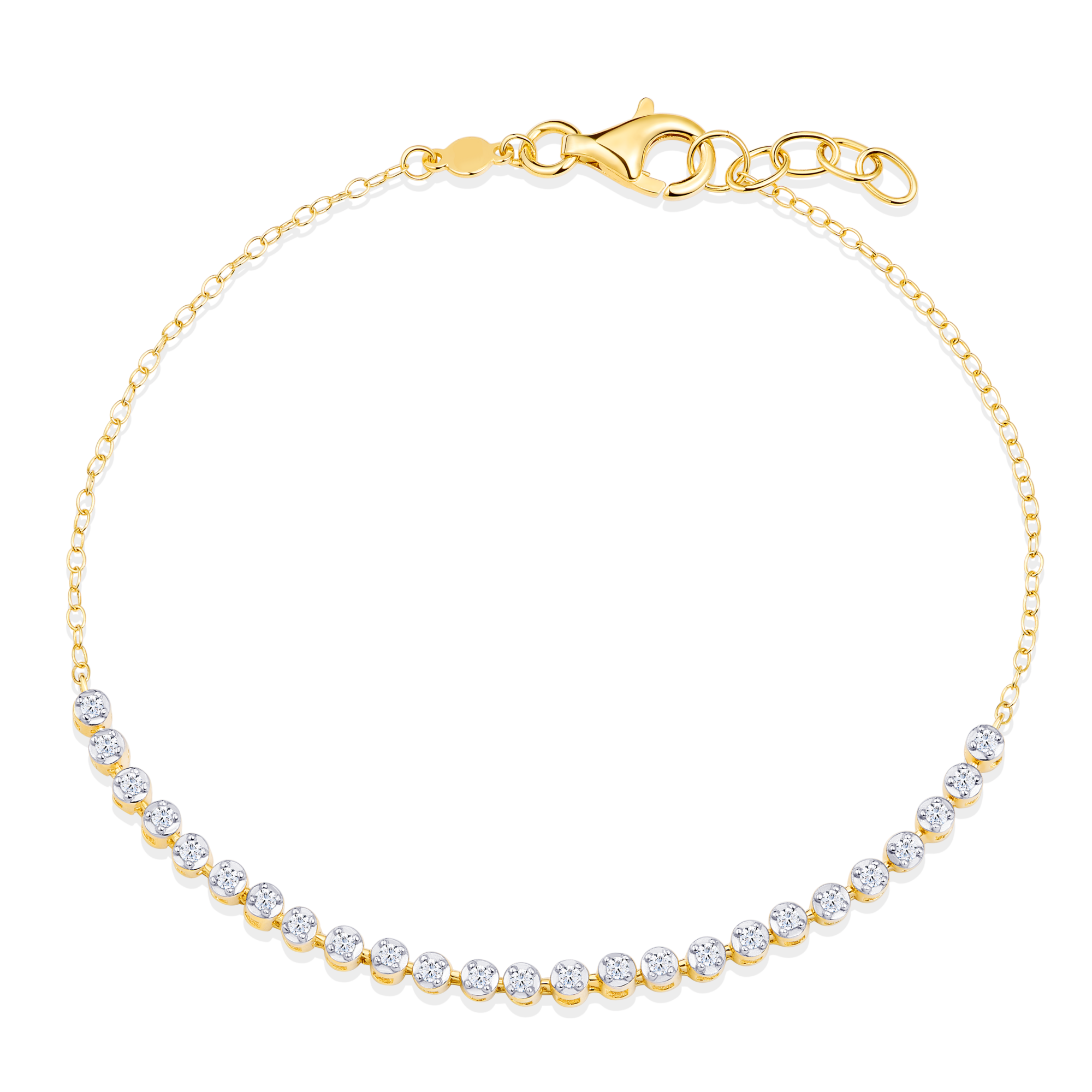 BB0153Y - Lab-Created Diamond Line Bolo Bracelet in 14K Yellow Gold-Plated Sterling Silver