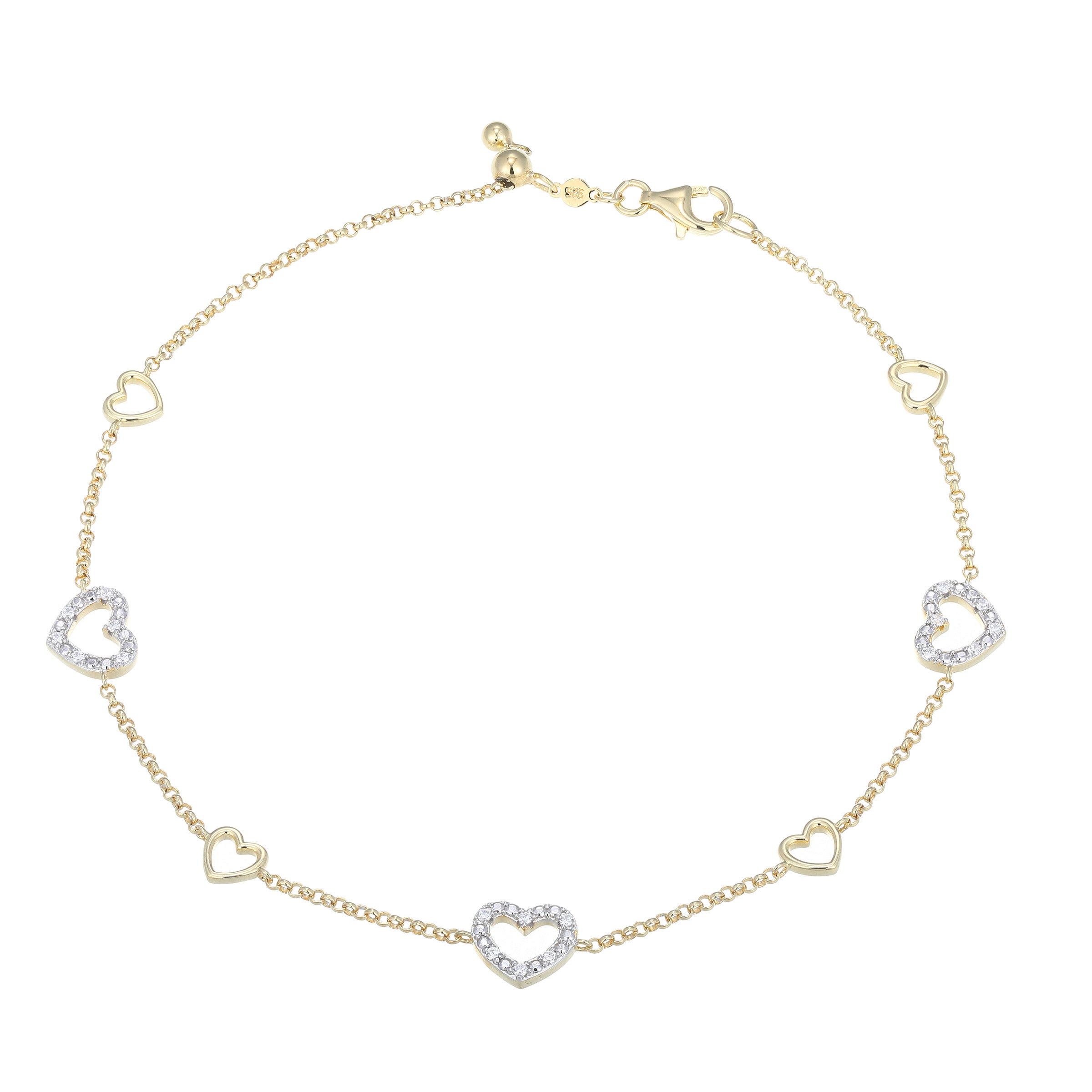 BA0274Y - Amore Station Lab-Created Diamond Bolo Anklet