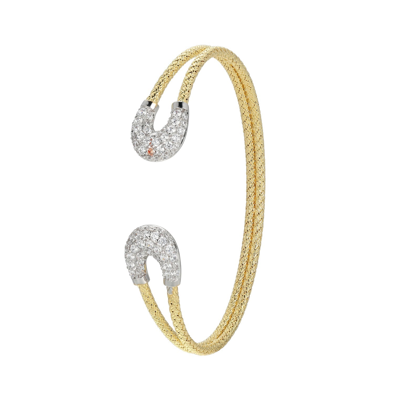 This Cuff Bracelet From Charles Garnier's Serena Collection Showcases A Striking Blend Of Sterling Silver With Rhodium And Yellow Gold Finish. Embellished With Sparkling Cubic Zirconia, This 6.75â€ Bracelet Offers An Elegant And Sophisticated Look.