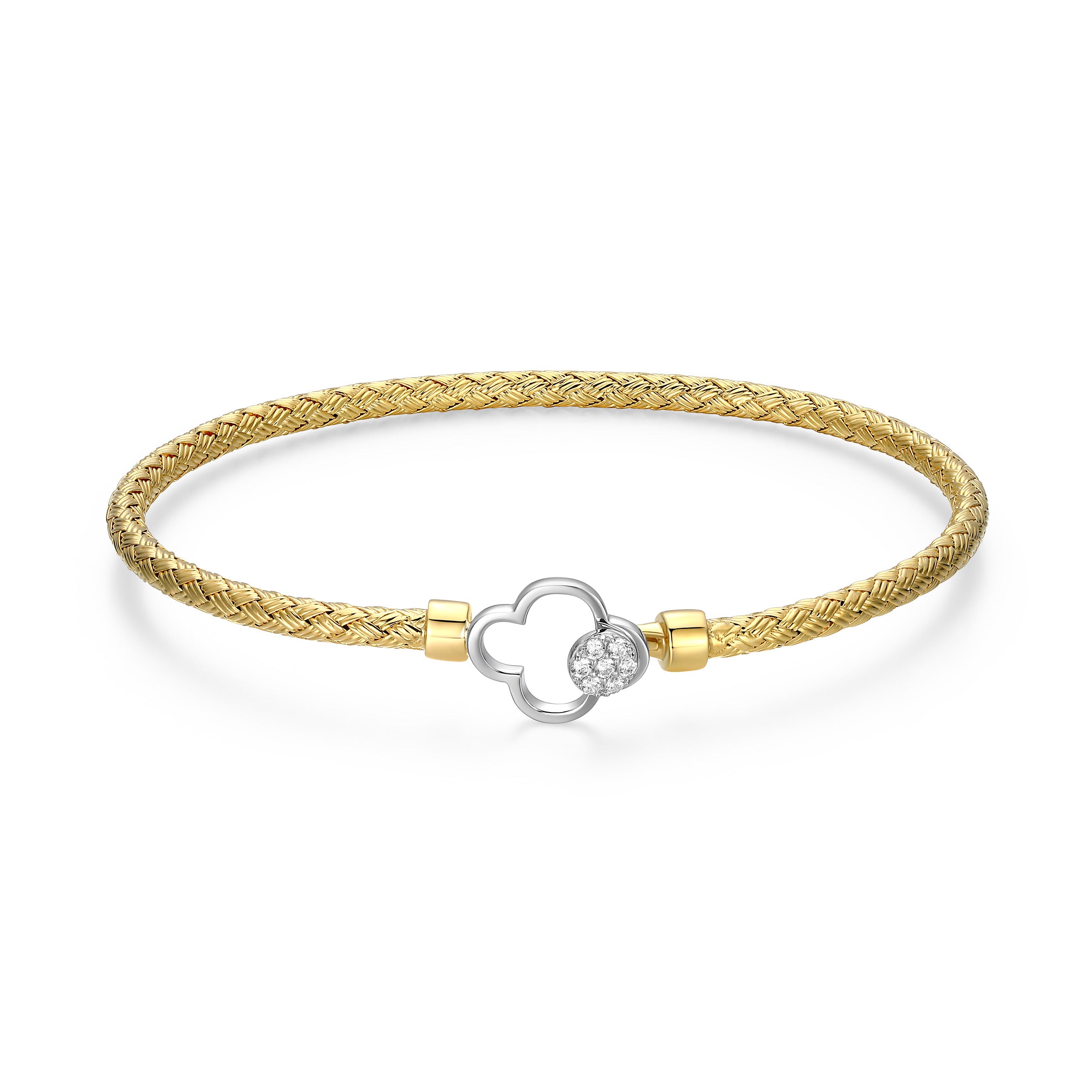 CB0202 - Two-Tone Clover Original Mesh Bangle