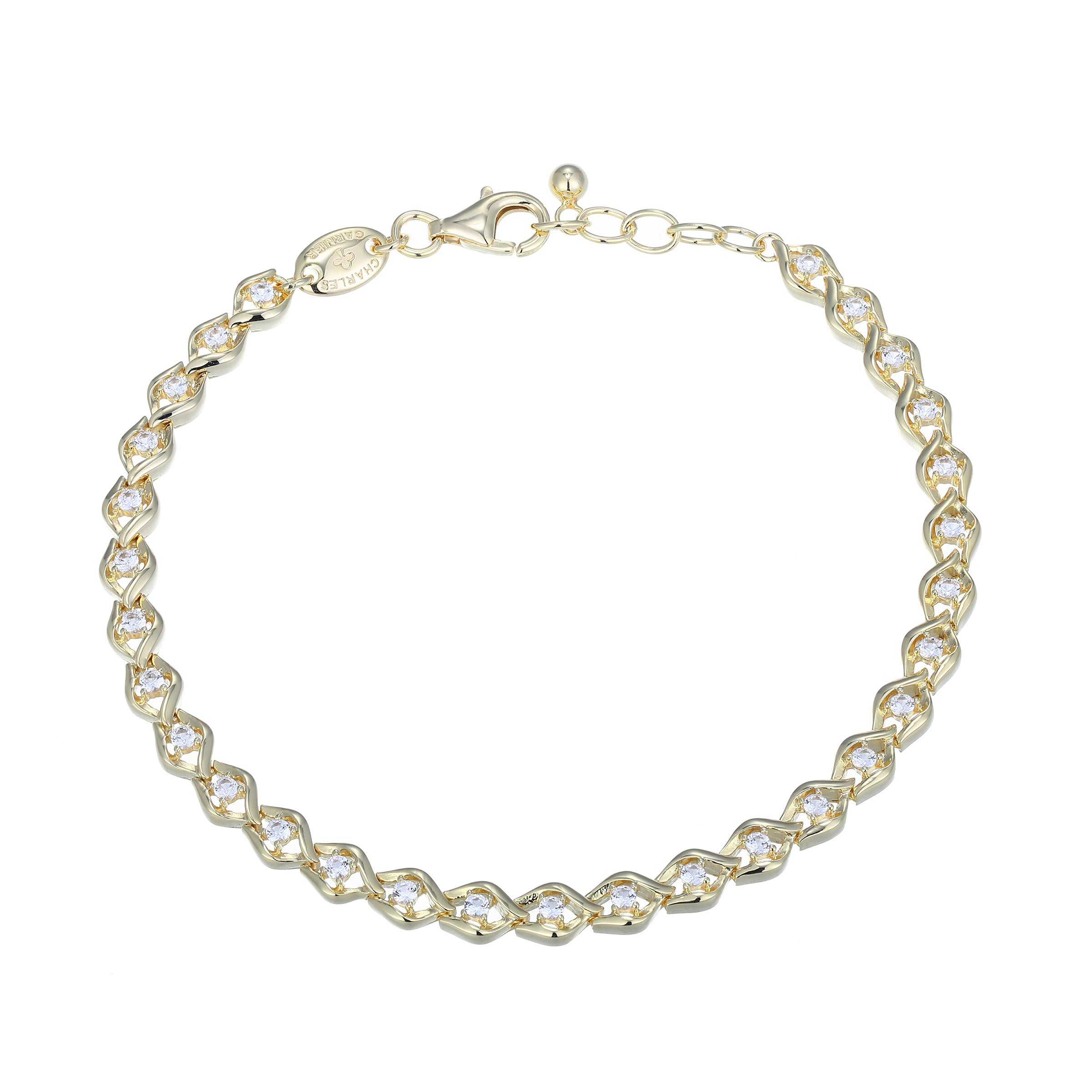 CB0192 - Intertwined Created White Sapphire Line Bracelet