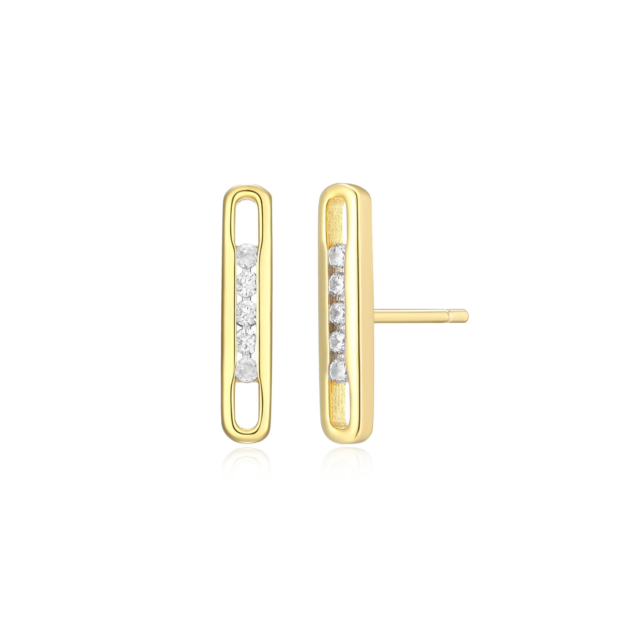 BE0094Y - Paperclip Stud Earrings in 14K Yellow Gold-Plated Sterling Silver