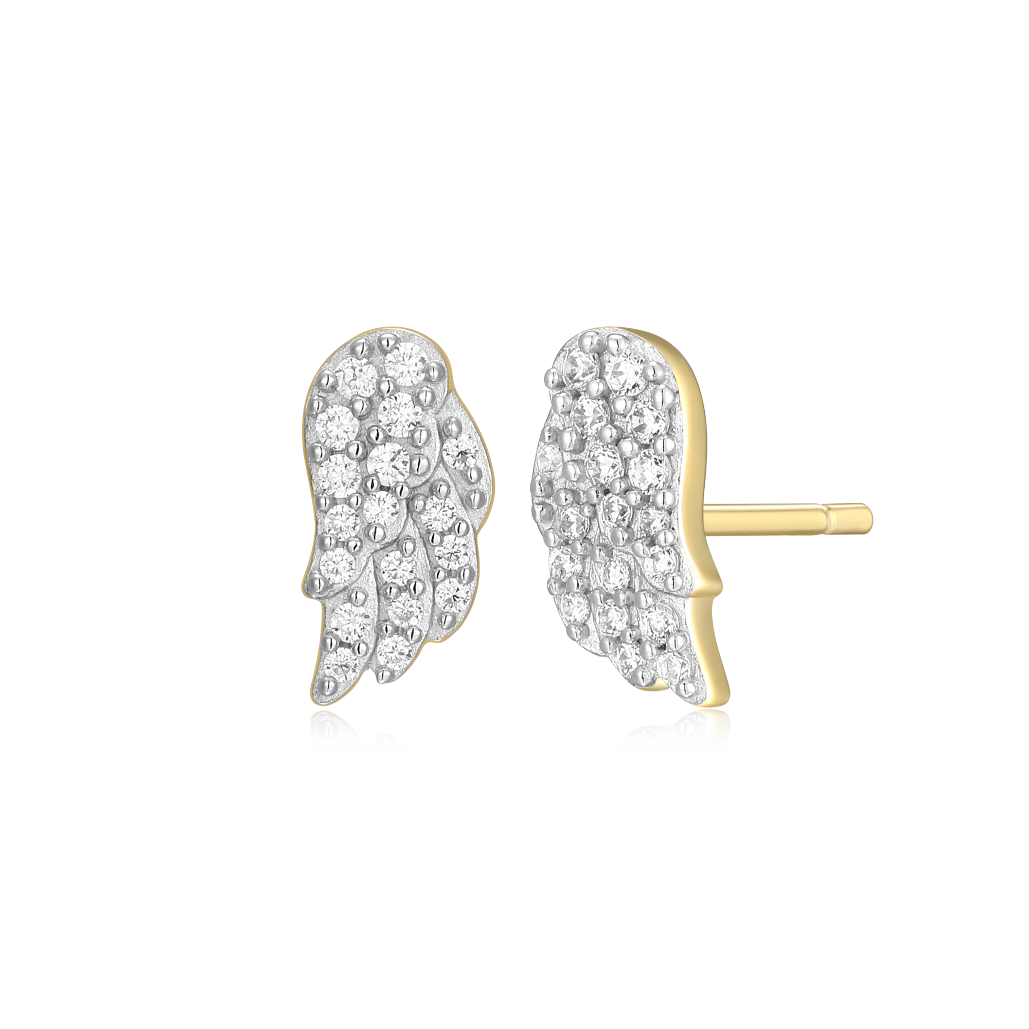 BE0040Y - Wing Stud Earrings in 14K Yellow Gold-Plated Sterling Silver