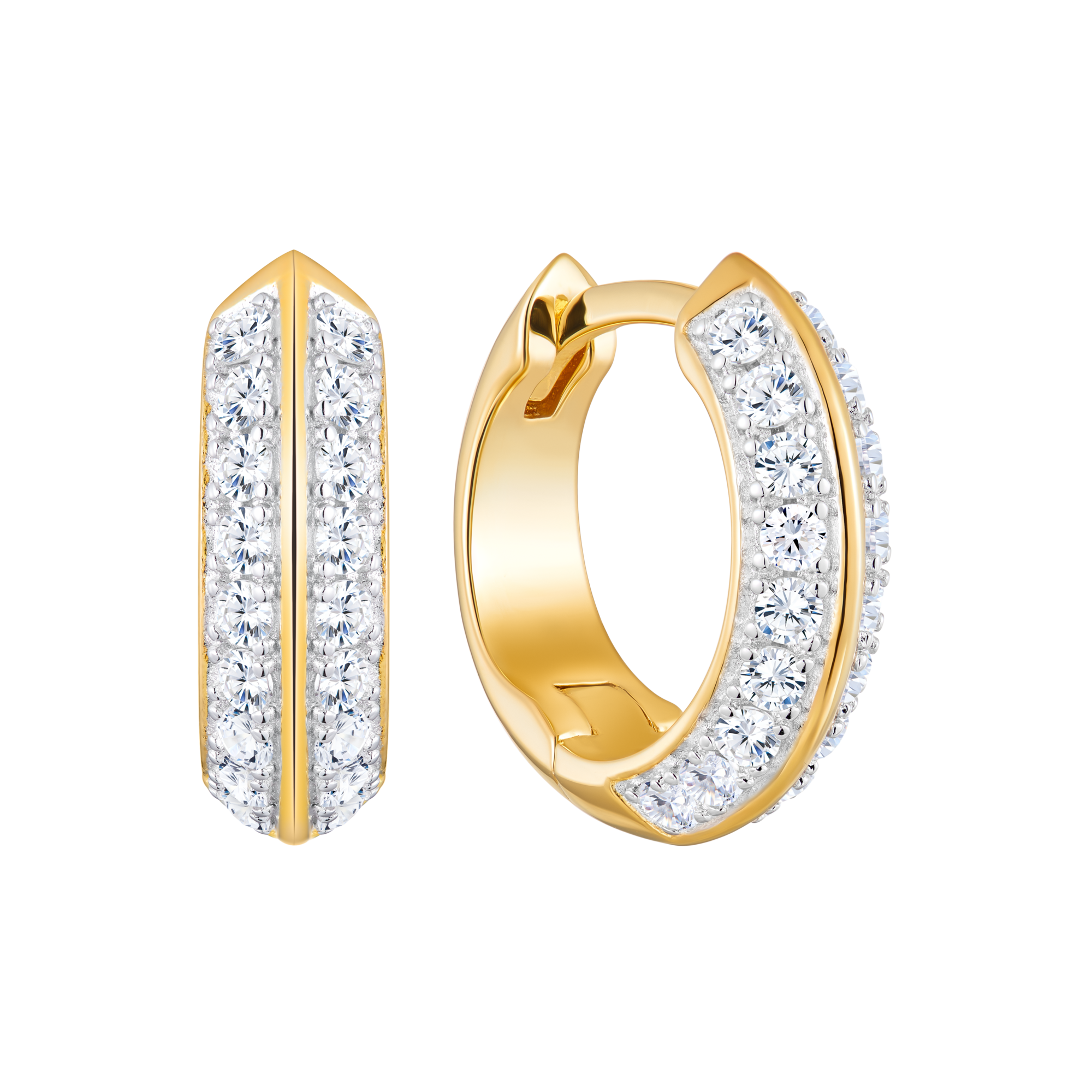 BE0159Y - Knife Edge Hoop Earrings in 14K Yellow Gold-Plated Sterling Silver