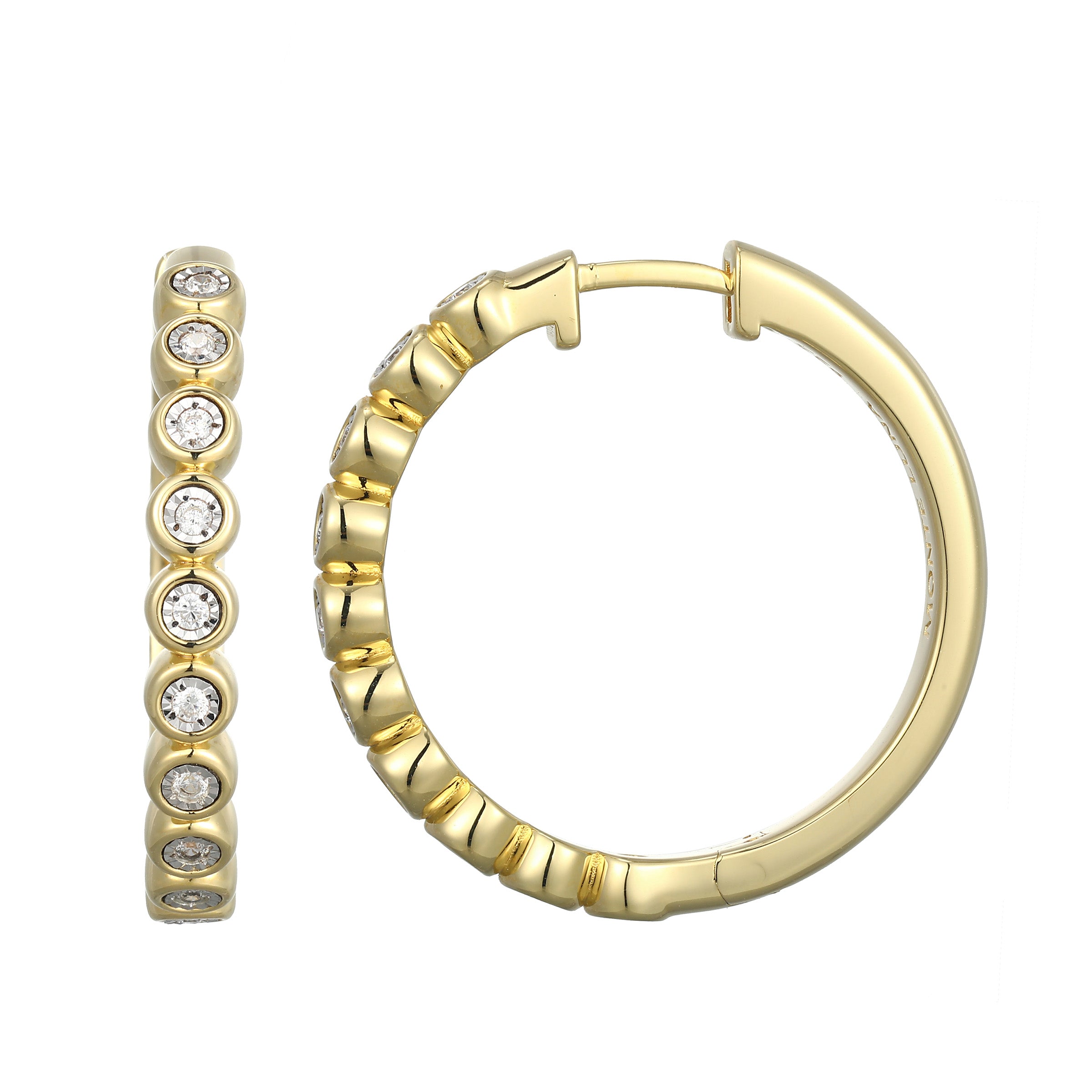 BE0260Y - Bezel-Set Lab-Created Diamond Hoop Earrings