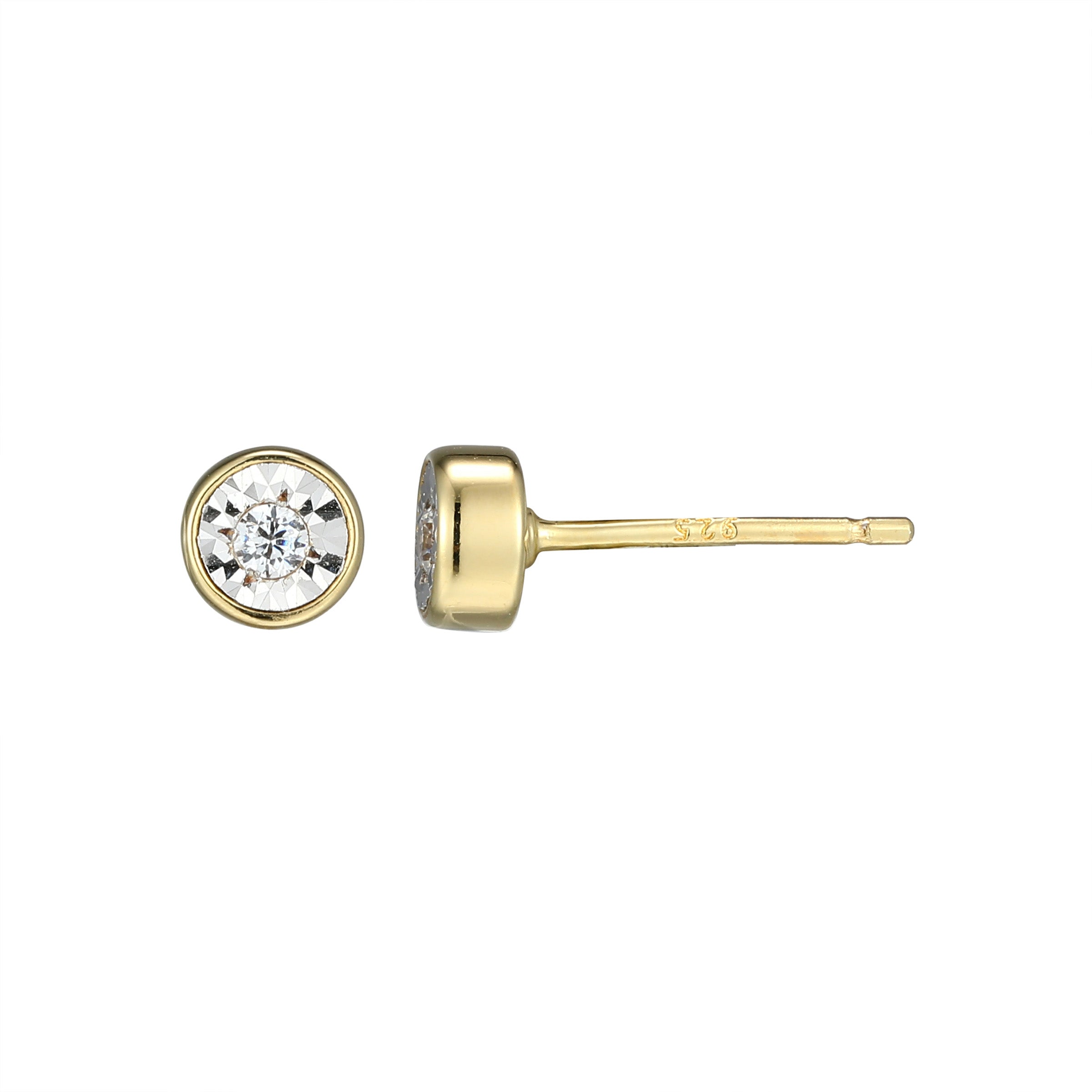 BE0259Y  - Medium Bezel-Set Lab-Created Diamond Stud Earrings