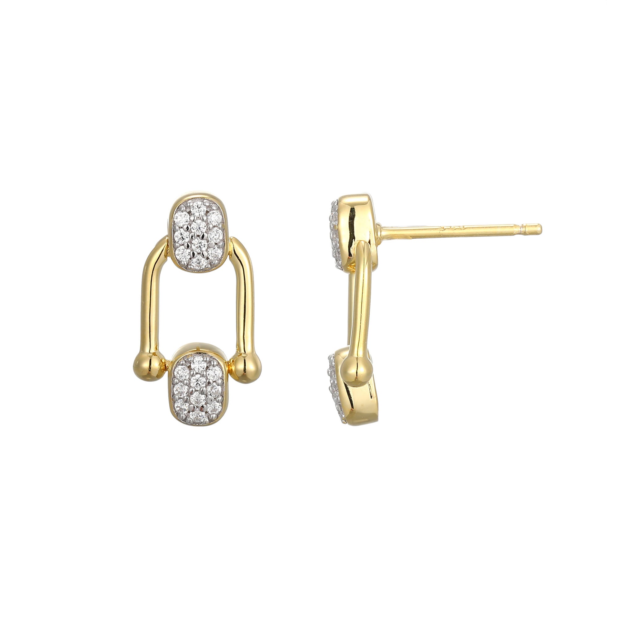 Capturing Modern Minimalism And Just The Right Amount Of Flash, These Earrings Are Sure To Be An Instant Classic In Any Jewelry Box. Glistening Cubic Zirconia Set Within A Linked Gold Design Adds Sophisticated Brilliance To Any Outfit.