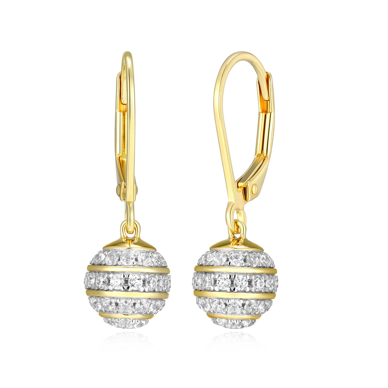 Sterling Silver Charles Garnier "rope" Rhodium And Yellow Gold Plated Cz Earrings 8mm