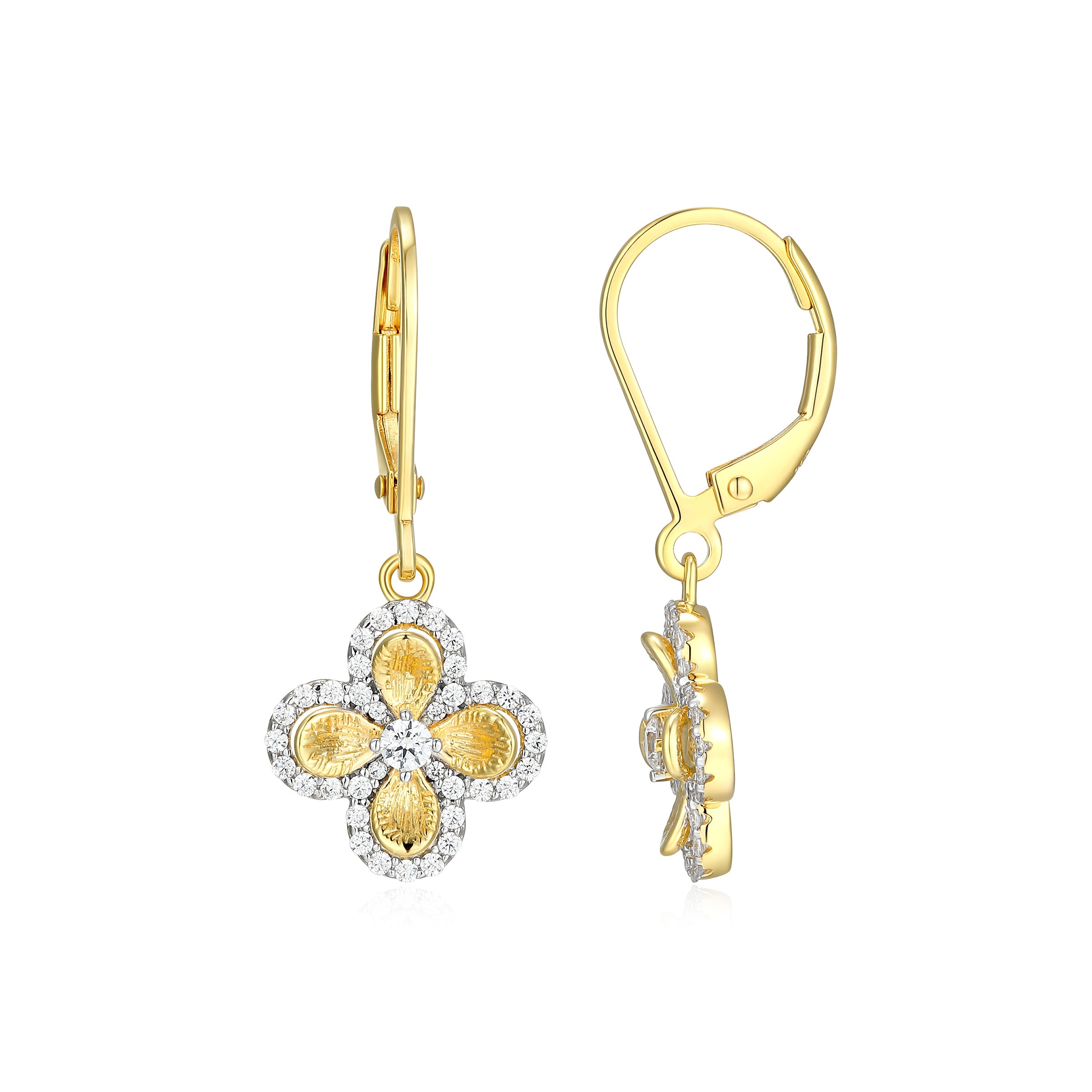 CE0205 - Flower Clover Leverback Earrings